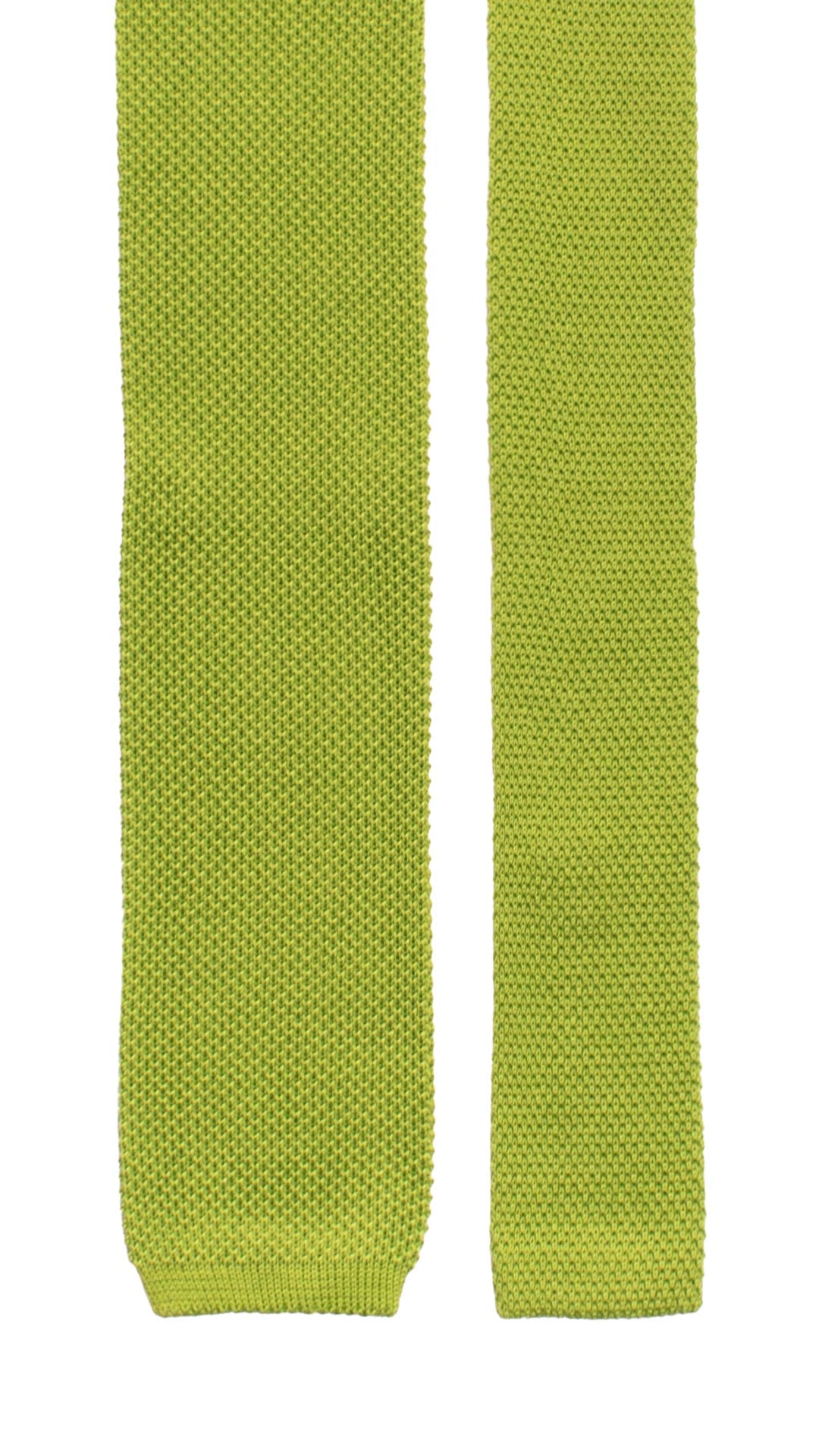 Cravatta Tricot in Maglia di Cotone Verde Tinta Unita TRI703 Graffeo Cravatte Made in Italy Pala