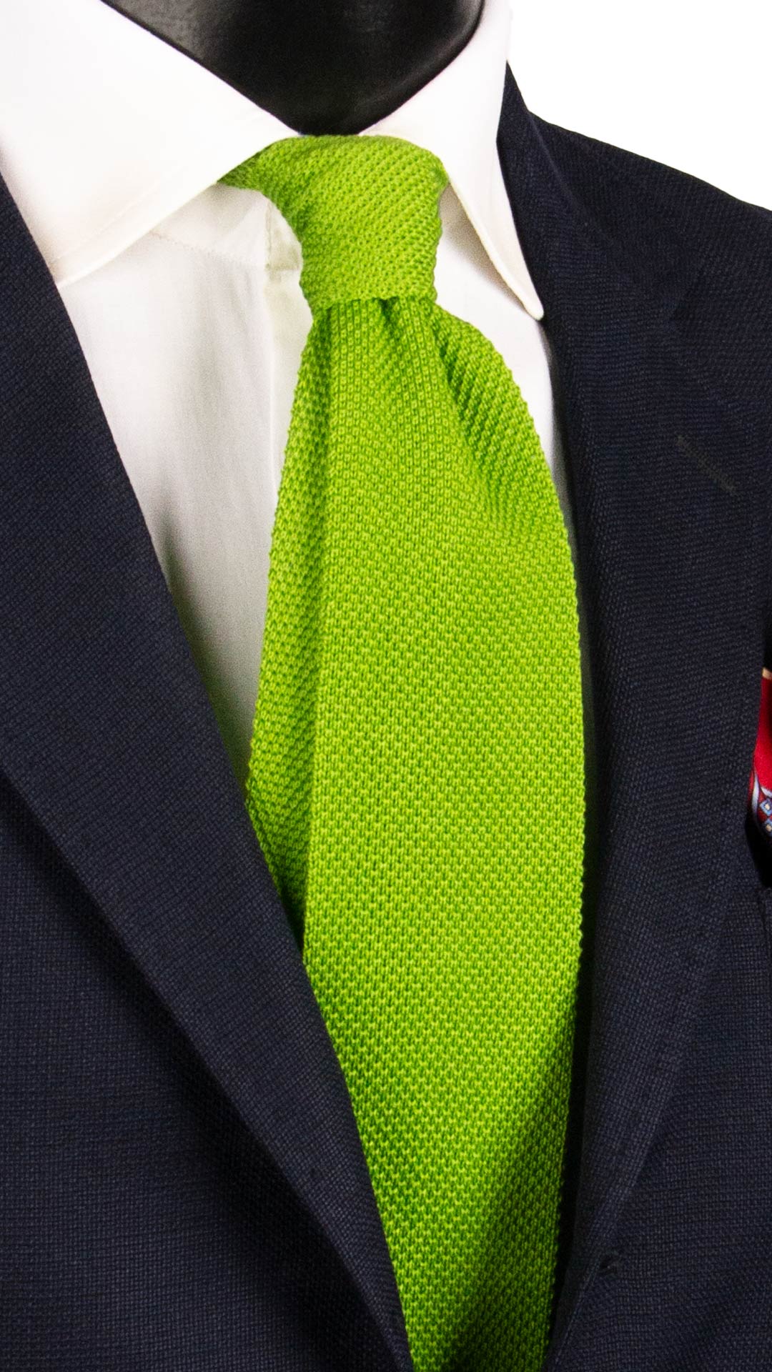 Cravatta Tricot in Maglia di Cotone Verde Tinta Unita TRI703 Graffeo Cravatte Made in Italy