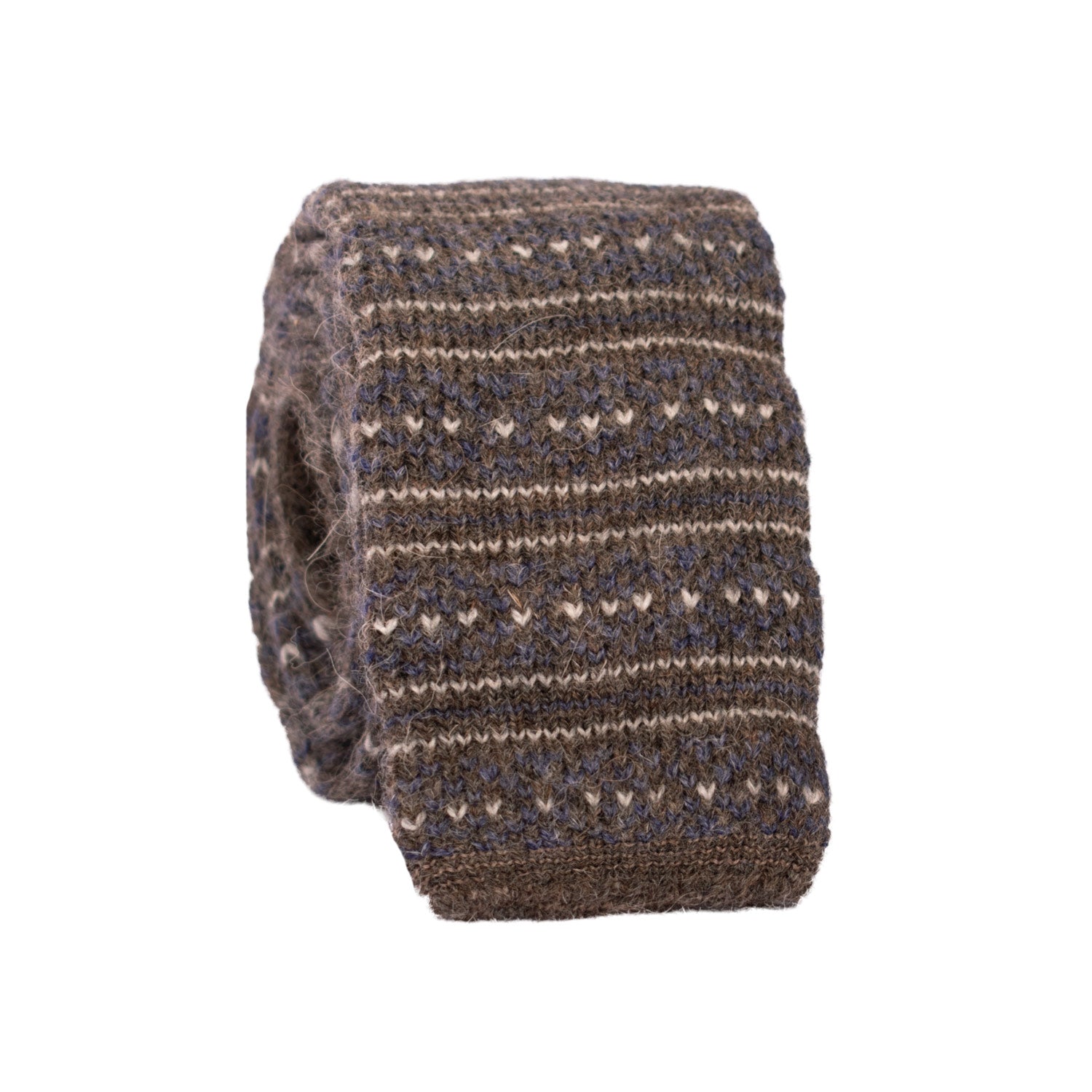 Cravatta Tricot in Maglia di Lana Alpaca Tortora Fantasia Viola Bianca TRI612 Made in Italy Graffeo Cravatte Rotolo