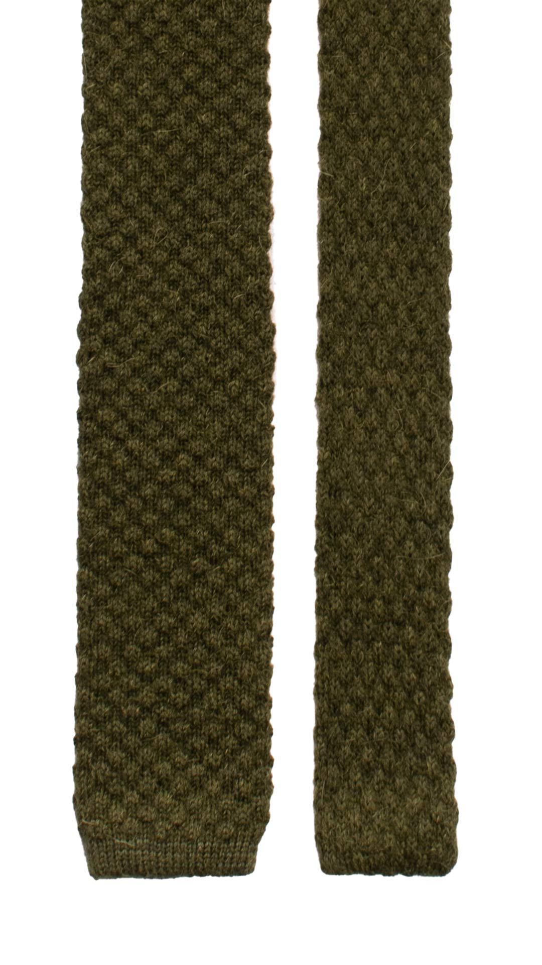 Cravatta Tricot in Maglia di Lana Alpaca Verde Tinta Unita TRI530 Made in Italy Graffeo Cravatte Pala