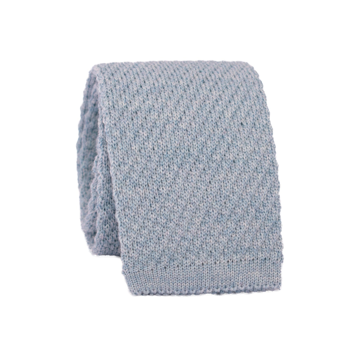 Cravatta Tricot in Maglia di Lana Azzurro Polvere Tinta Unita TRI588 Made in Italy Graffeo Cravatte Rotolo