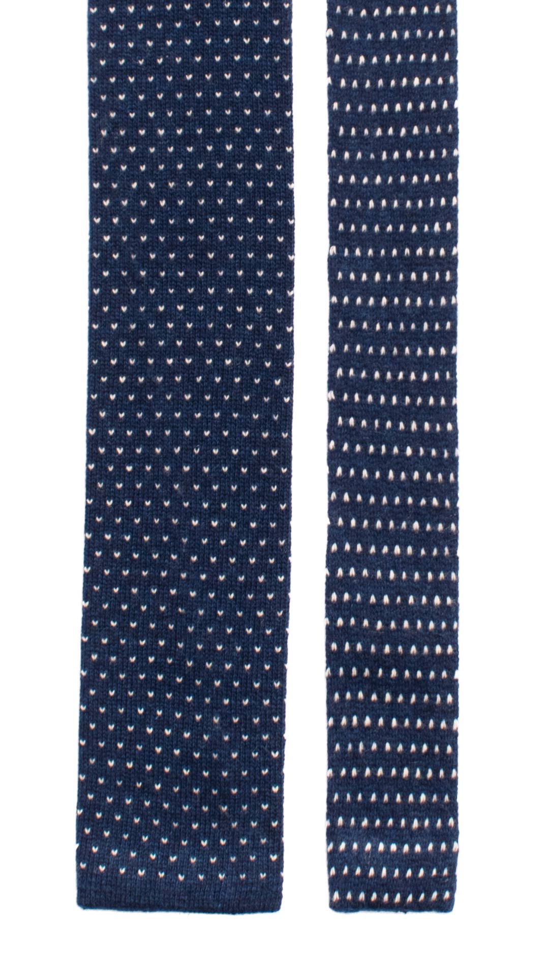 Cravatta Tricot in Maglia di Lana Blu Navy Fantasia Bianca TRI575 Made in Italy Graffeo Cravatte Pala