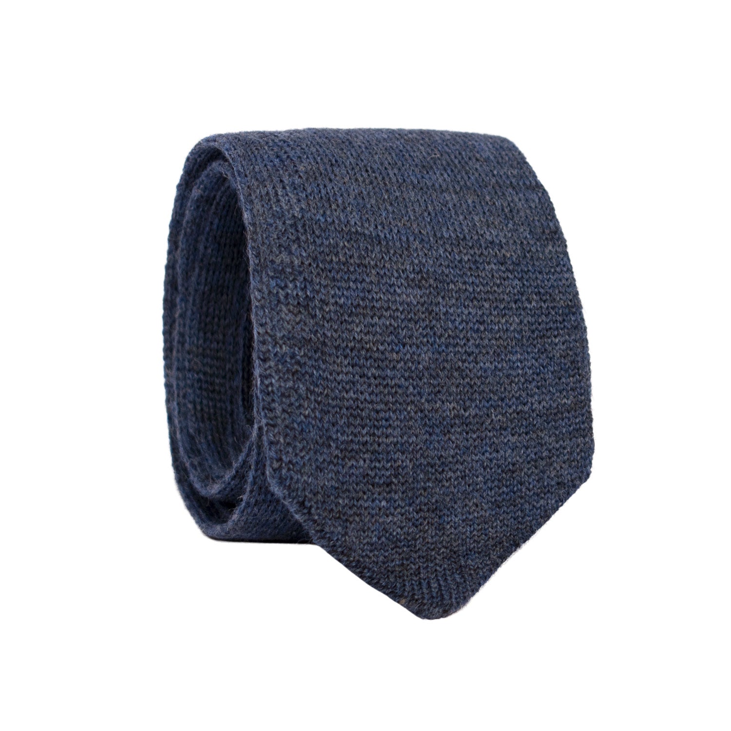 Cravatta Tricot in Maglia di Lana Blu Navy Tinta Unita TRI524 Made in Italy Graffeo Cravatte Rotolo