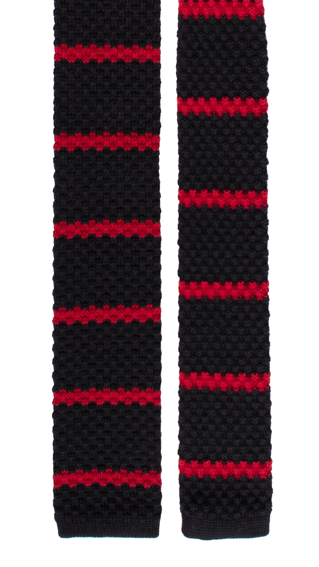 Cravatta Tricot in Maglia di Lana Blu Righe Rosse TRI464 Made in Italy Graffeo Cravatte Pala