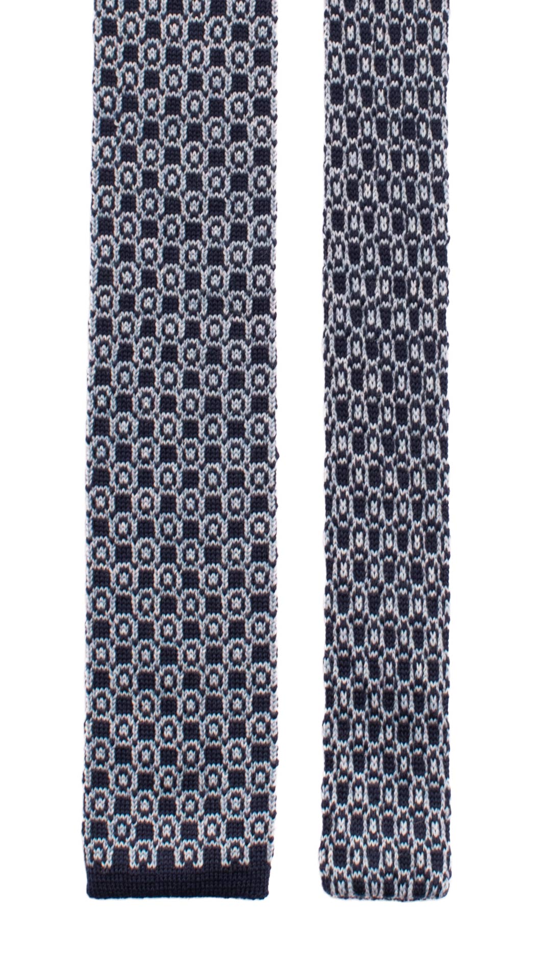 Cravatta Tricot in Maglia di Lana Fantasia Blu Celeste TRI576 Made in Italy Graffeo Cravatte Pala