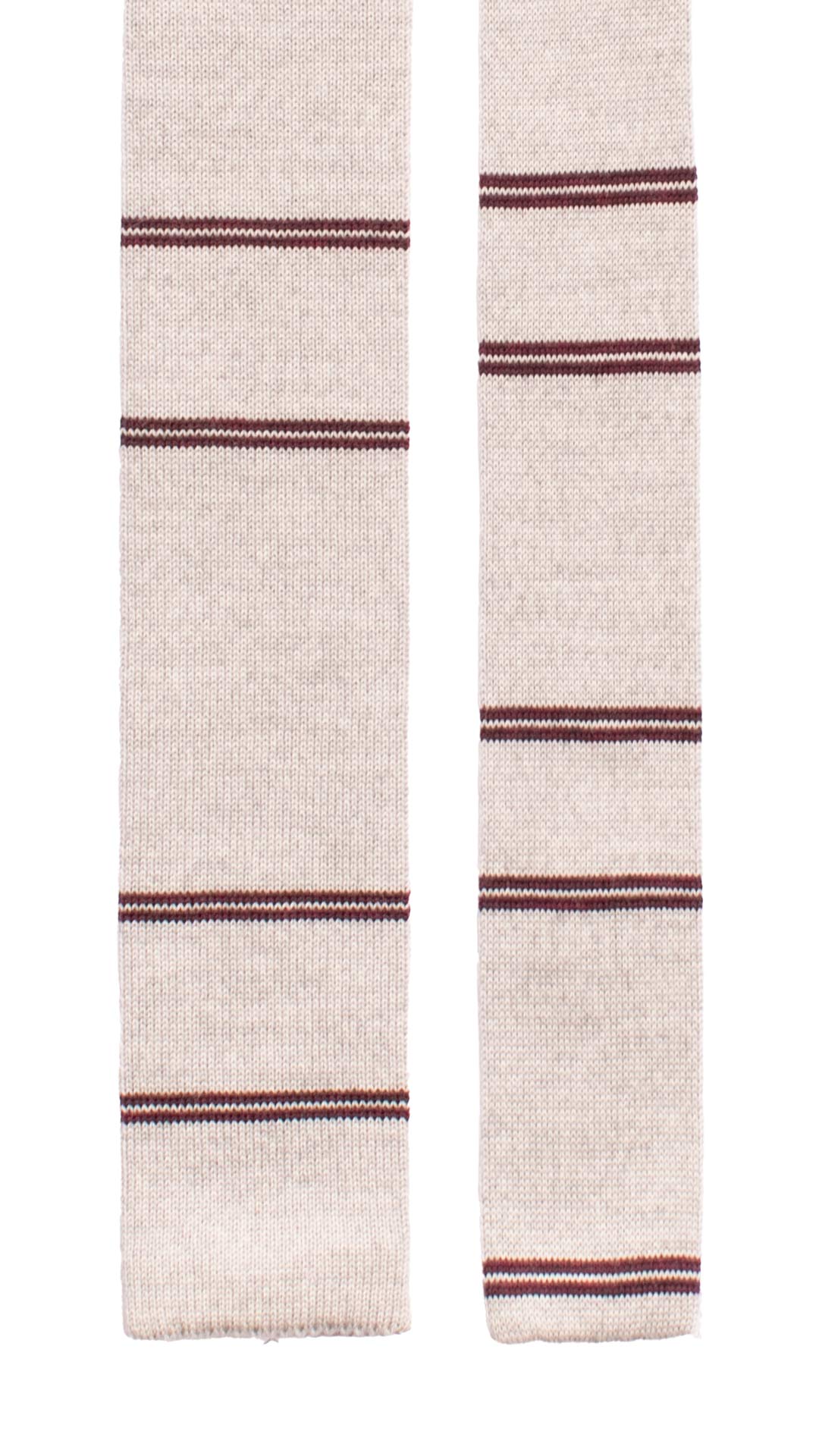 Cravatta Tricot in Maglia di Lana Grigia Chiara con Righe Bordeaux TRI543 Made in Italy Graffeo Cravatte Pala