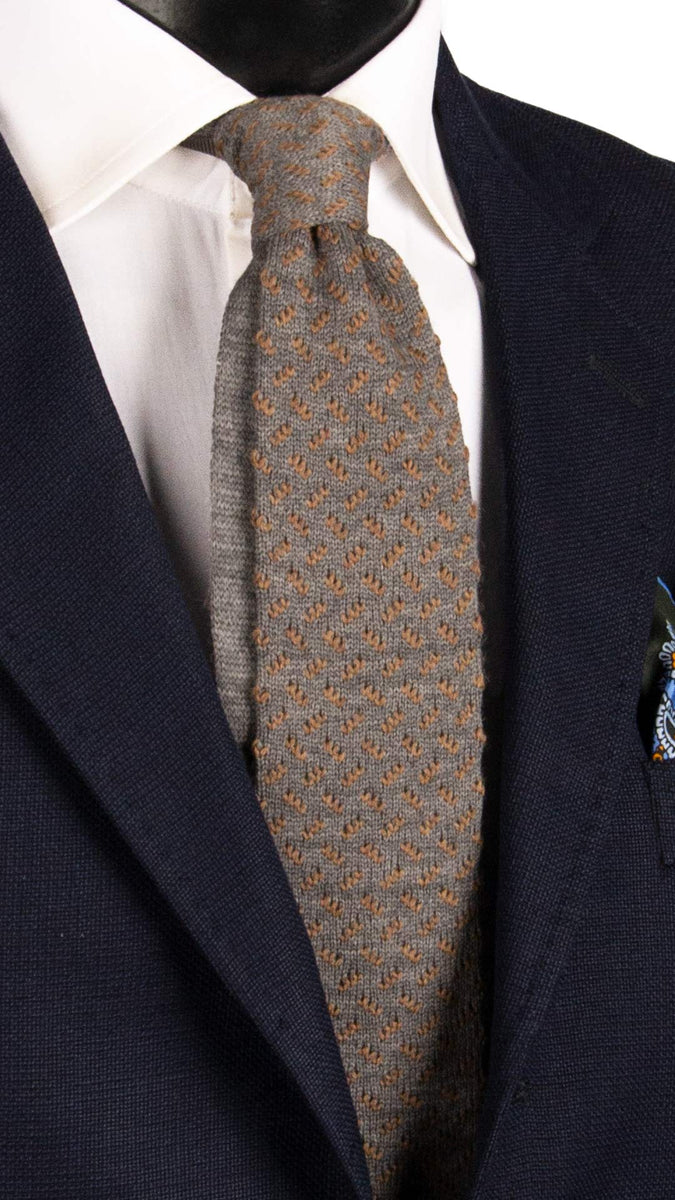 Frederick Thomas Designer Lana Cravatta da Uomo - Marrone Chiaro Frederick Thomas Designer Lana Cravatta da Uomo - Marrone Chiaro
