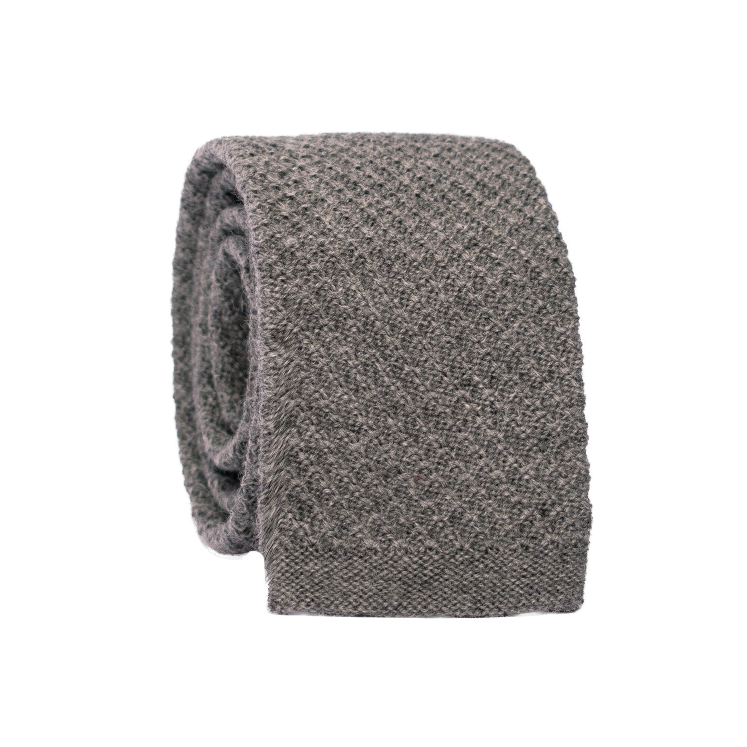 Cravatta Tricot in Maglia di Lana Grigia Tinta Unita TRI549 Made in Italy Graffeo Cravatte Rotolo