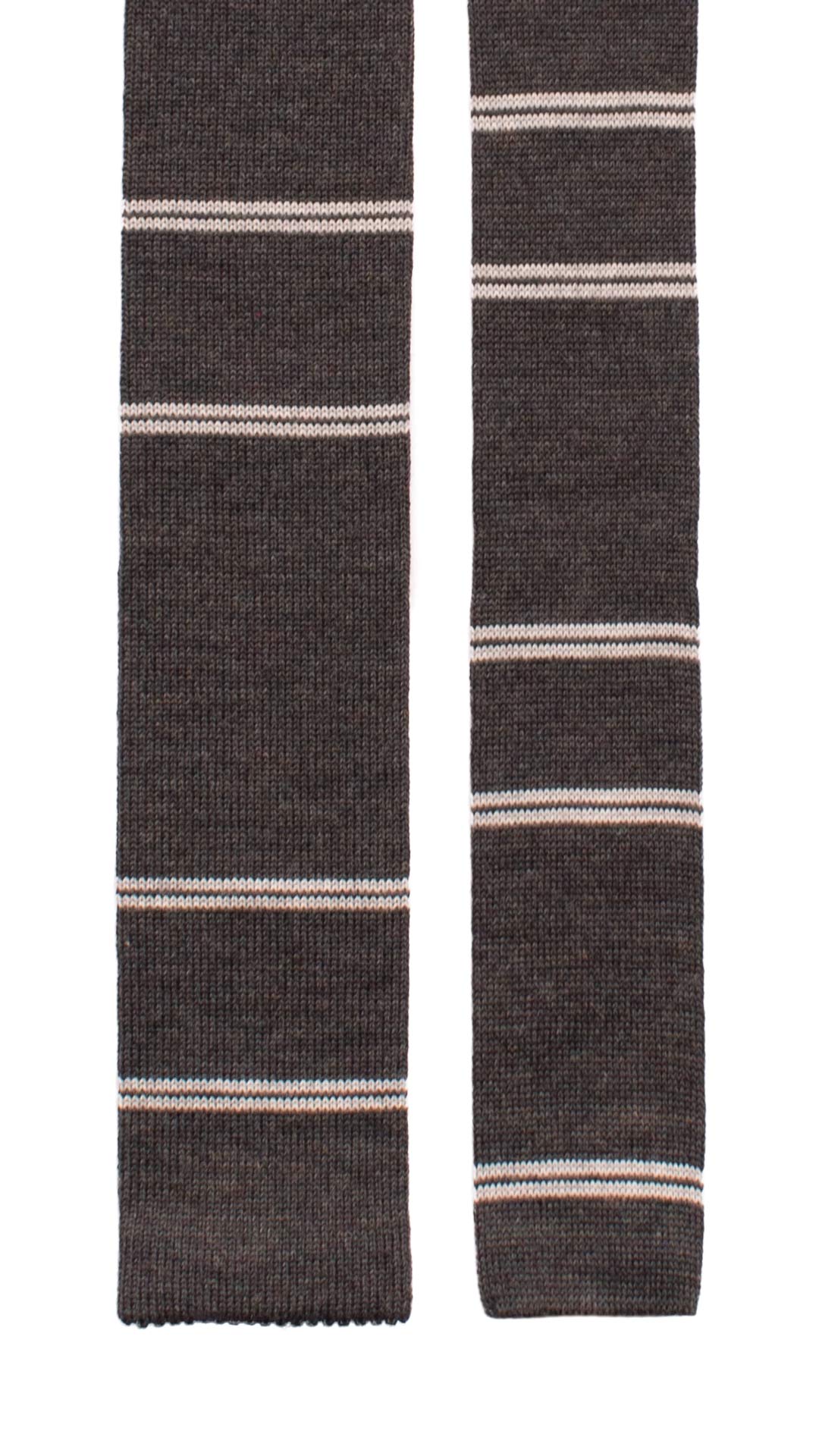 Cravatta Tricot in Maglia di Lana Grigia con Righe Grigie Chiare TRI541 Made in Italy Graffeo Cravatte Pala