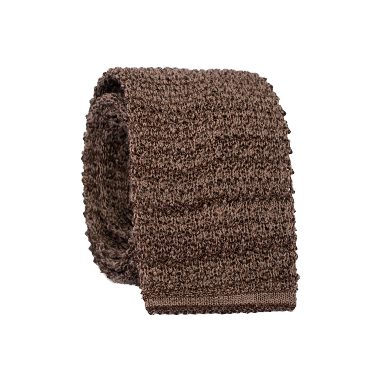 Cravatta Tricot in Maglia di Lana Seta Marrone Tortora TRI589 Made in Italy Graffeo Cravatte Rotolo