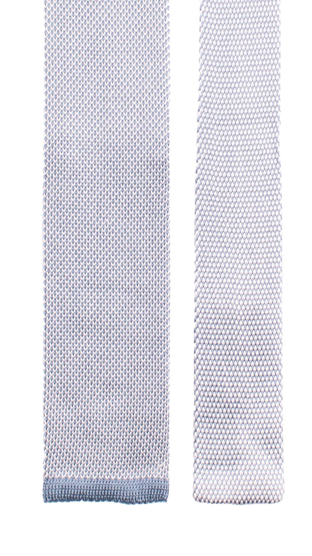 Cravatta Tricot in Maglia di Seta Avio Fantasia Bianca TRI740 Graffeo Cravatte Made in Italy Pala