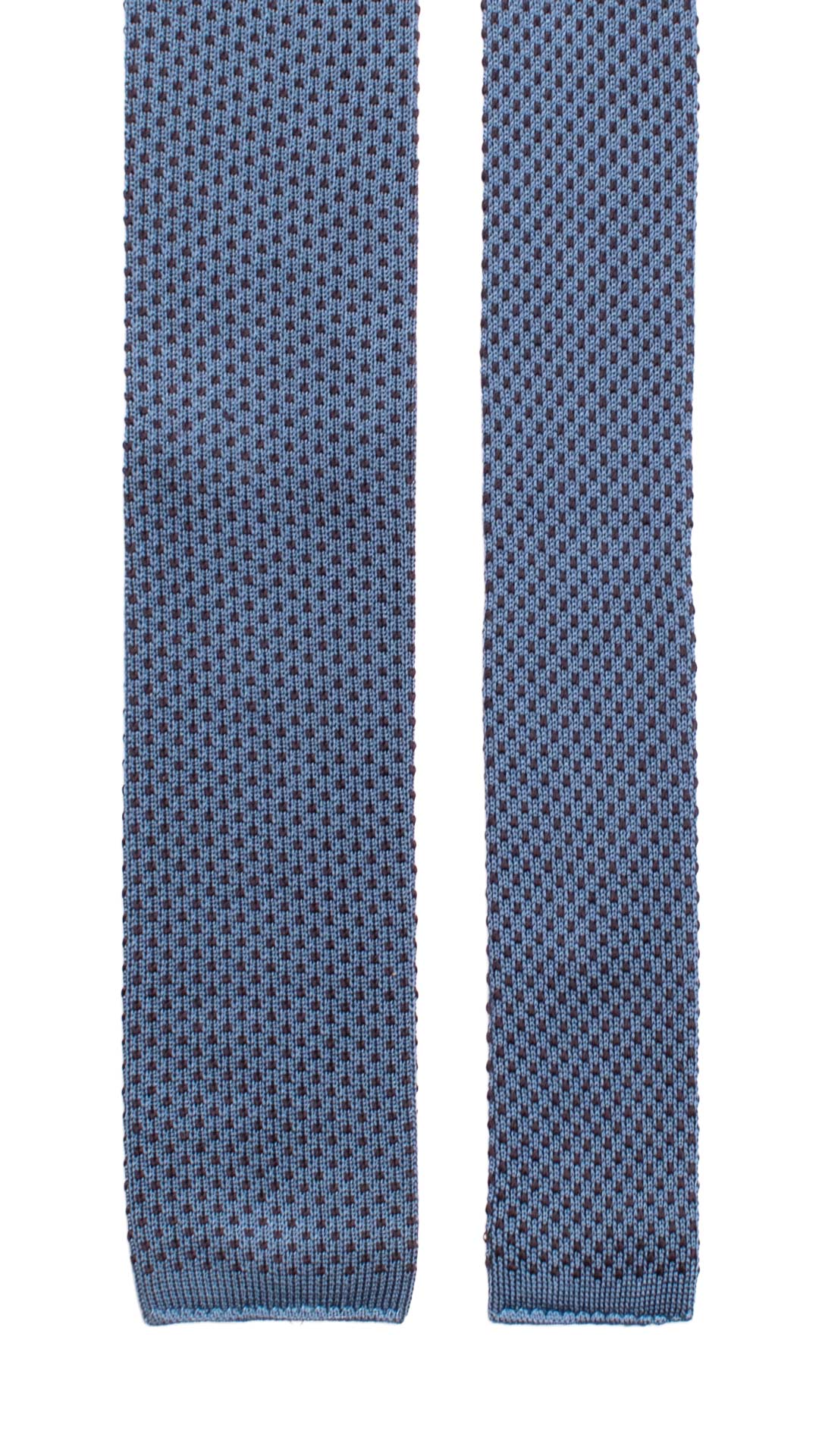 Cravatta Tricot in Maglia di Seta Avio Fantasia Blu TRI639 Graffeo Cravatte Made in Italy Pala