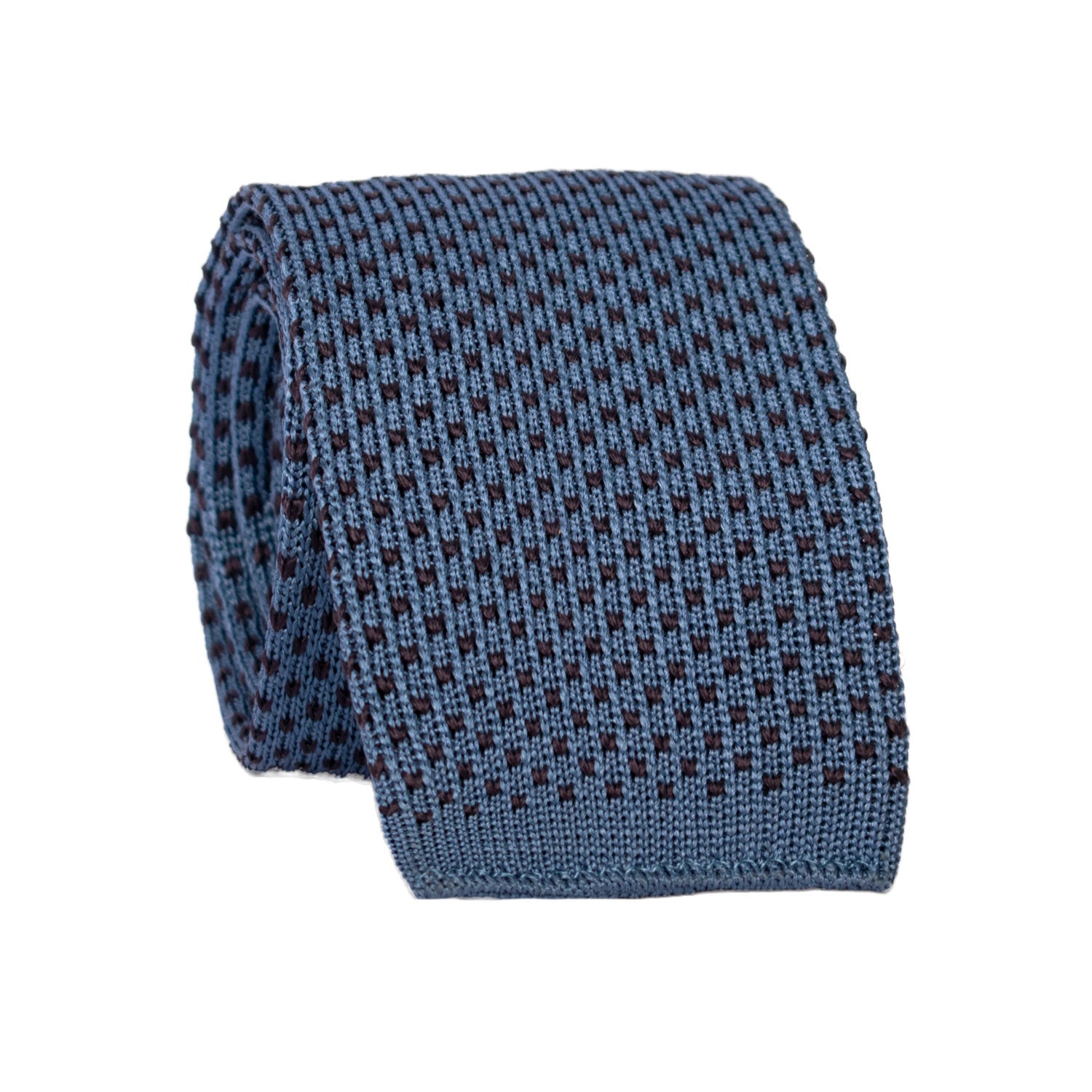 Cravatta Tricot in Maglia di Seta Avio Fantasia Blu TRI639 Graffeo Cravatte Made in Italy Rotolo