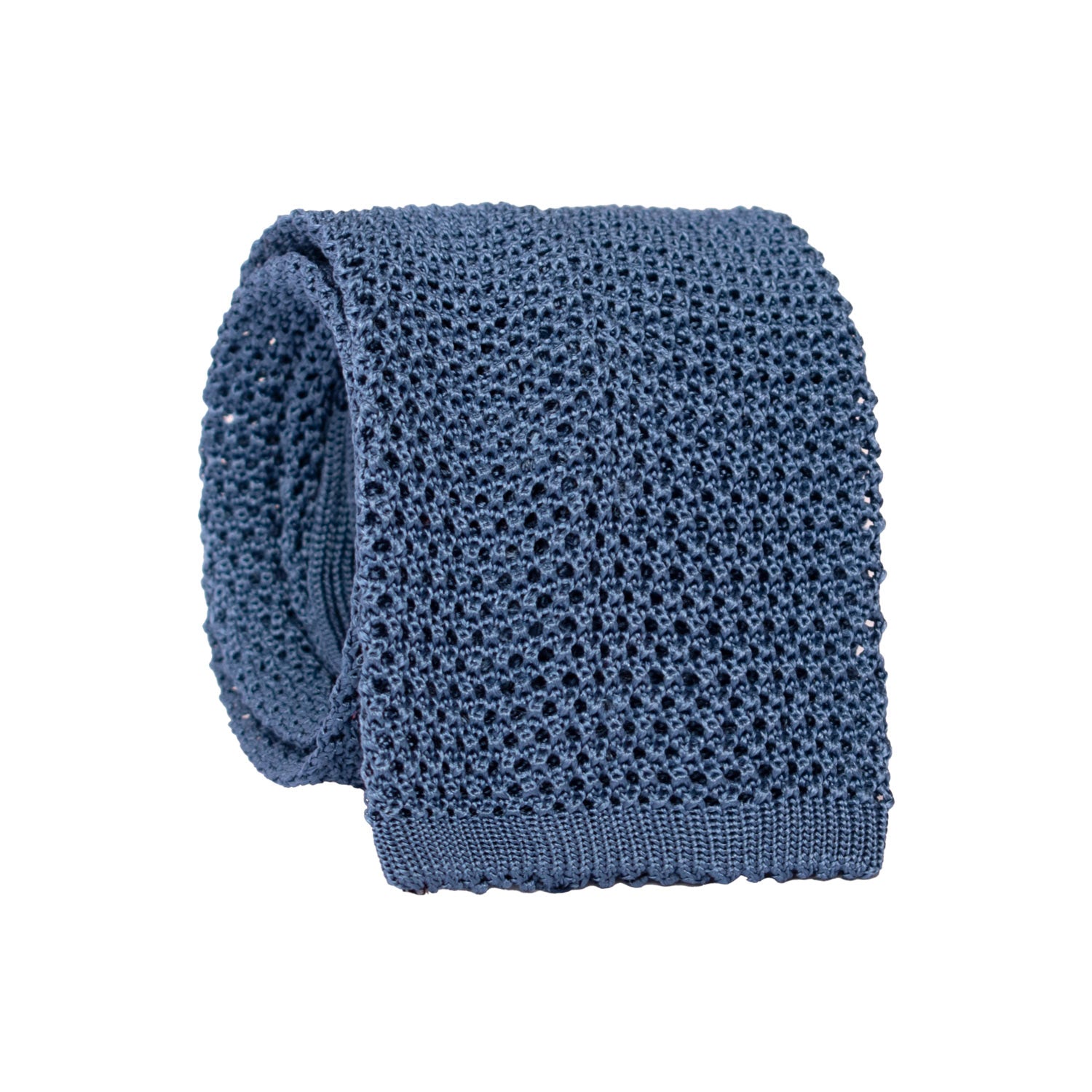 Cravatta Tricot in Maglia di Seta Avio Scuro Tinta Unita TRI824 Graffeo Cravatte Made in Italy Rotolo