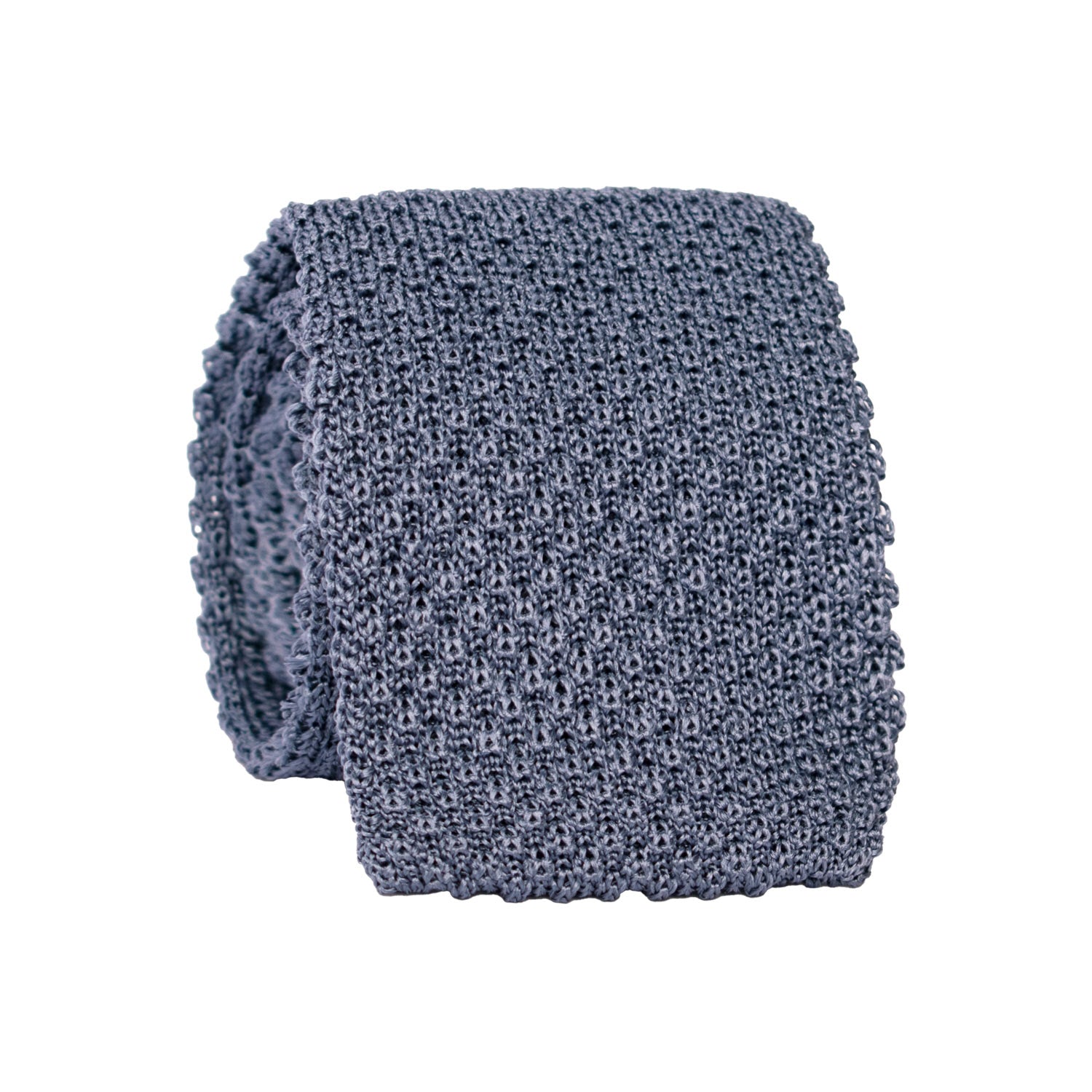 Cravatta Tricot in Maglia di Seta Avio Scuro Tinta Unita TRI833 Graffeo Cravatte Made in Italy Rotolo