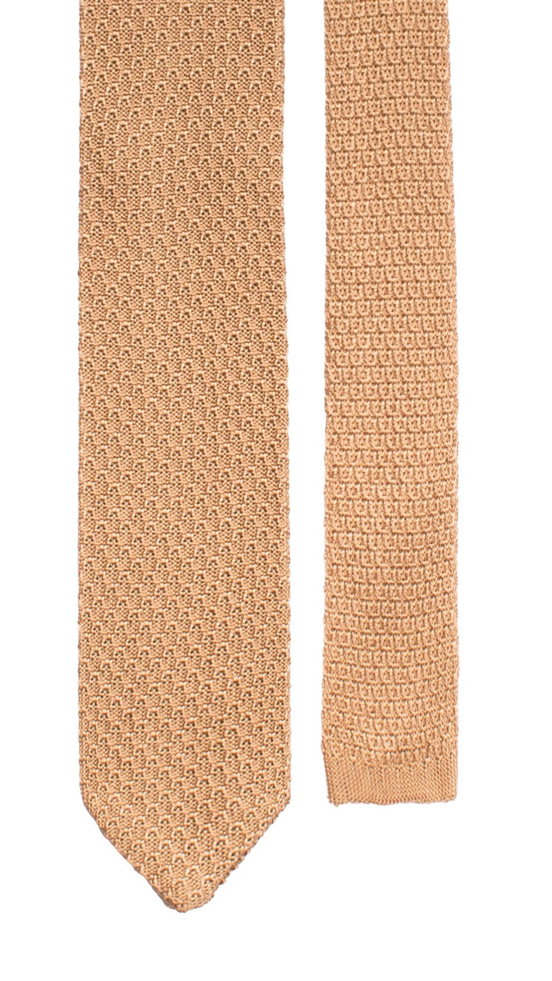 Cravatta Tricot in Maglia di Seta Beige Fantasia Tono su Tono TRI928 Graffeo Cravatte Made in Italy Pala