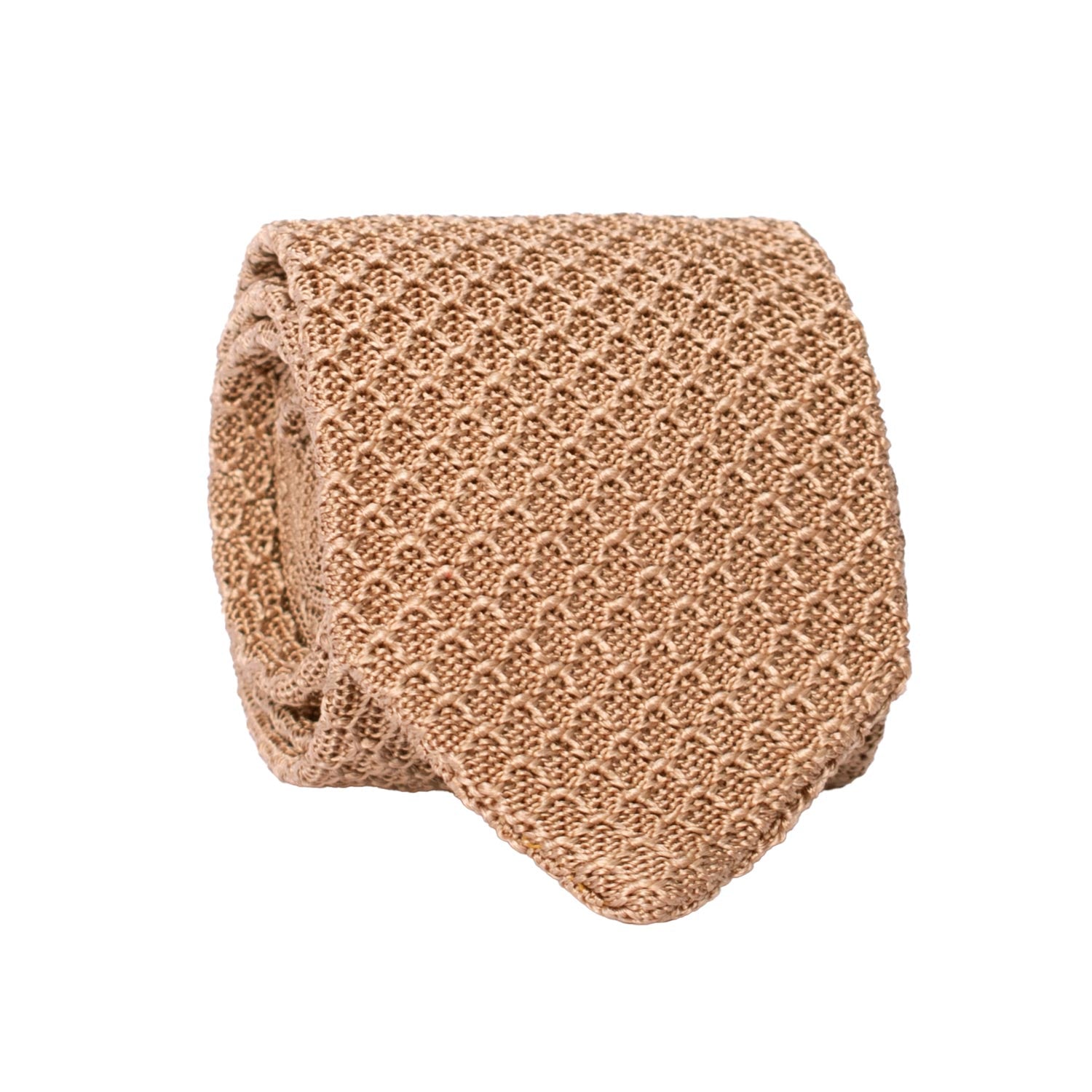 Cravatta Tricot in Maglia di Seta Beige Fantasia Tono su Tono TRI928 Graffeo Cravatte Made in Italy Rotolo