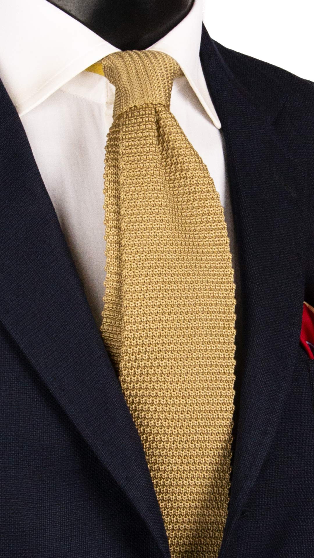 Cravatta-Tricot-in-Maglia-di-Seta-Beige-Tinta-Unita- TRI664 Graffeo Cravatte Made in Italy