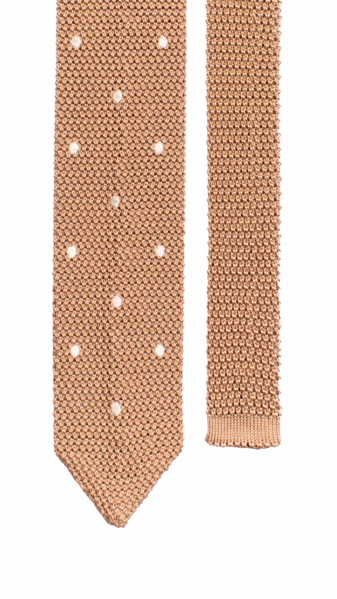 Cravatta Tricot in Maglia di Seta Beige a Pois Avorio TRI876 Graffeo Cravatte Made in Italy Pala