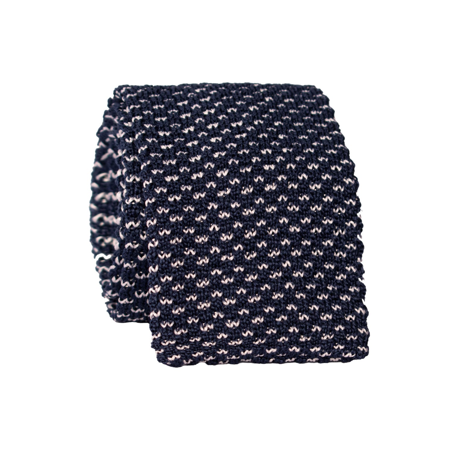 Cravatta Tricot in Maglia di Seta Blu Fantasia Bianca TRI804 Graffeo Cravatte Made in Italy Rotolo