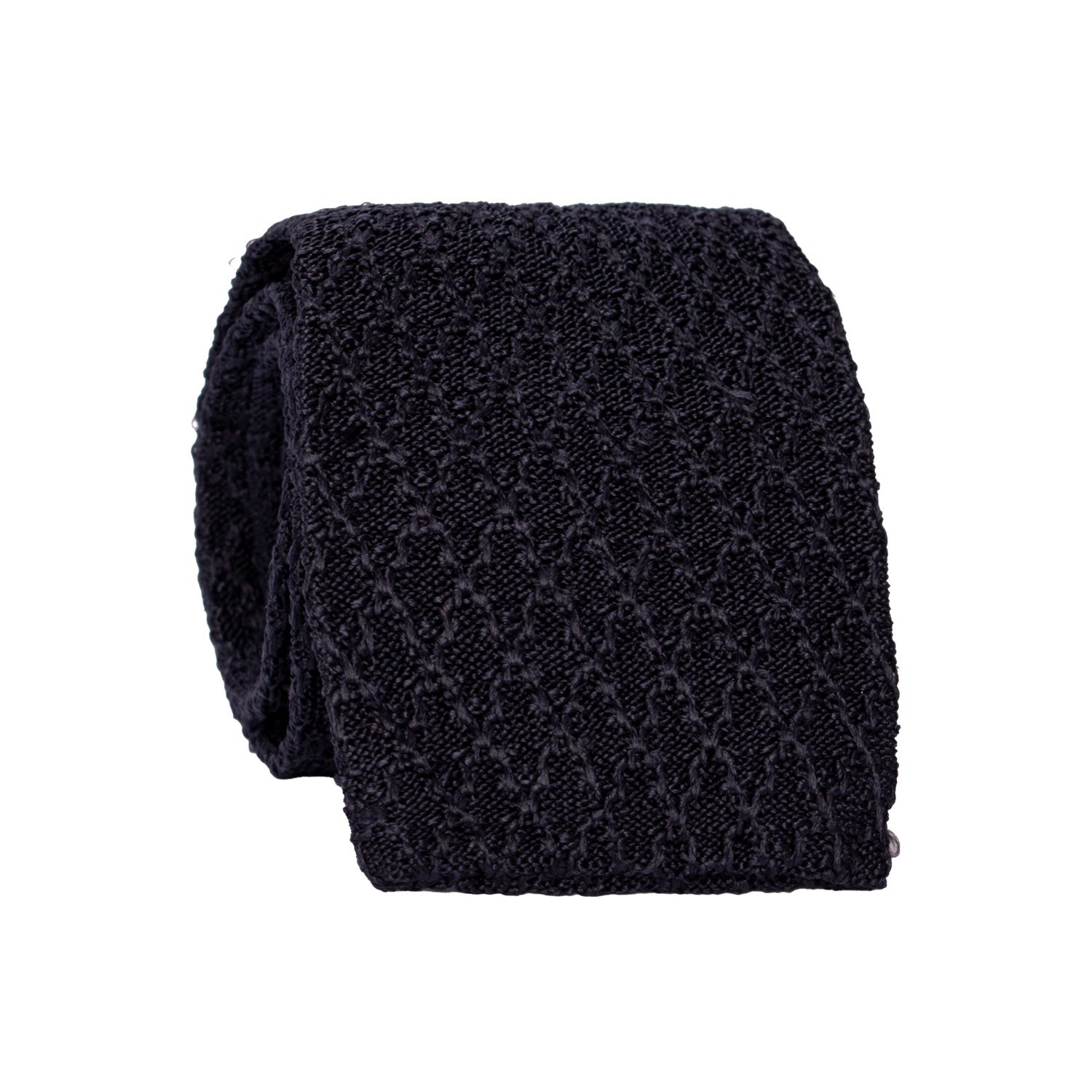 Cravatta Tricot in Maglia di Seta Blu Fantasia Tono su Tono TRI831 Graffeo Cravatte Made in Italy Rotolo