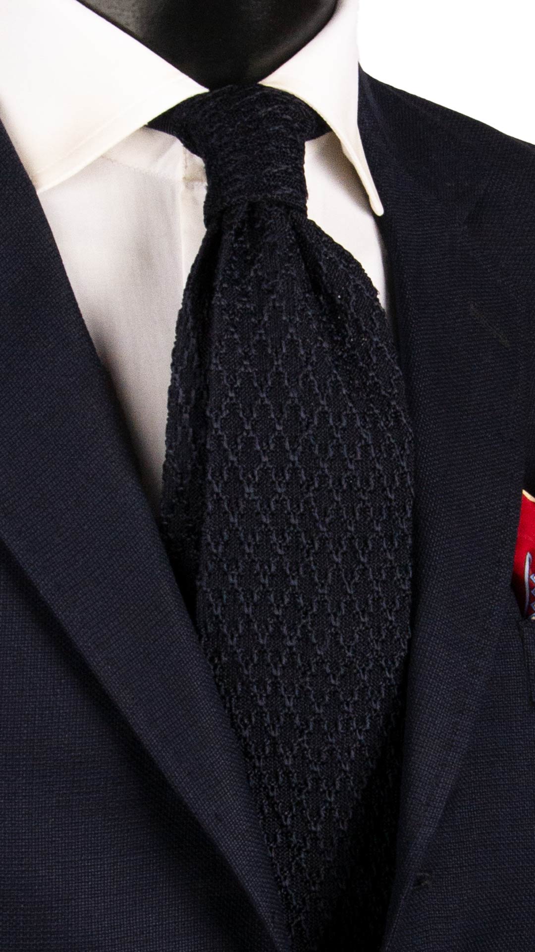 Cravatta Tricot in Maglia di Seta Blu Fantasia Tono su Tono TRI831 Graffeo Cravatte Made in Italy