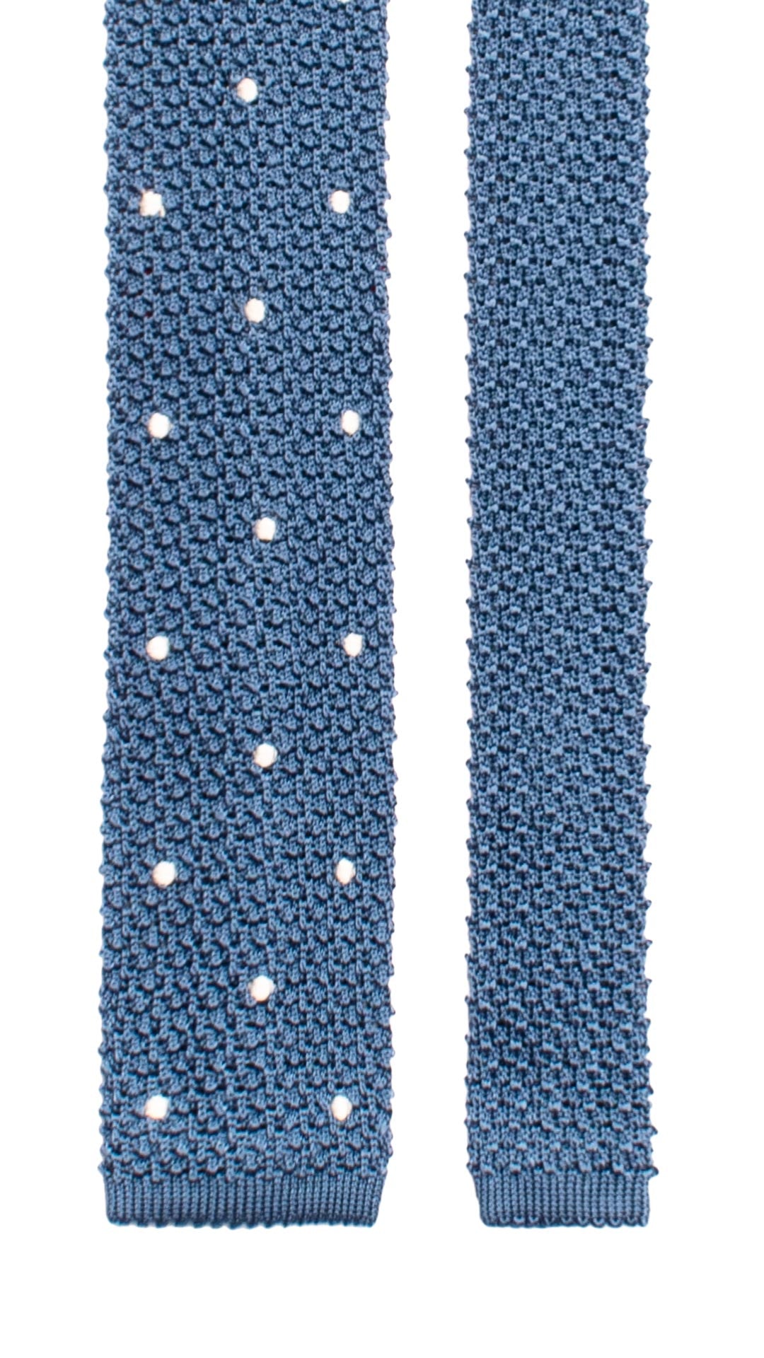Cravatta Tricot in Maglia di Seta Blu Navy a Pois Bianchi TRI717 Graffeo Cravatte Made in Italy Pala