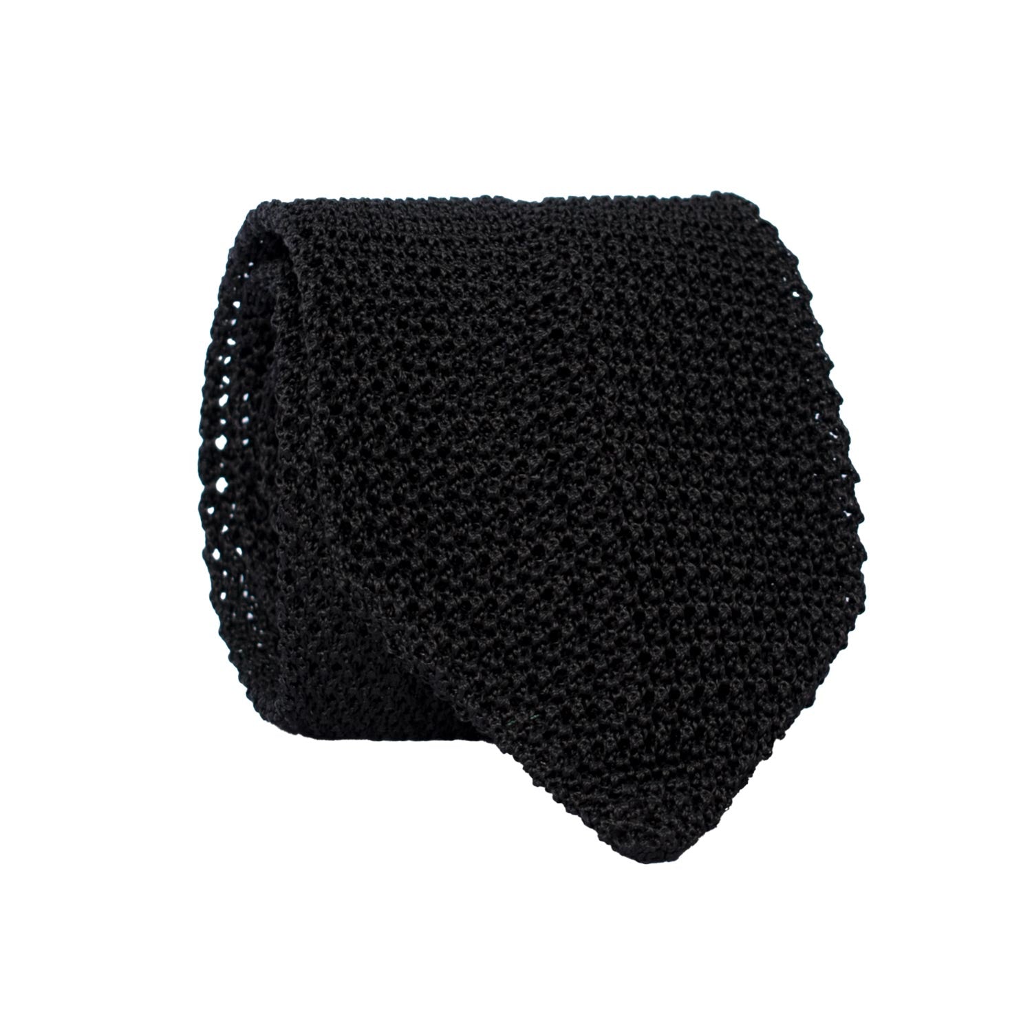 Cravatta Tricot in Maglia di Seta Blu Notte Tinta Unita TRI934 Graffeo Cravatte Made in Italy Rotolo