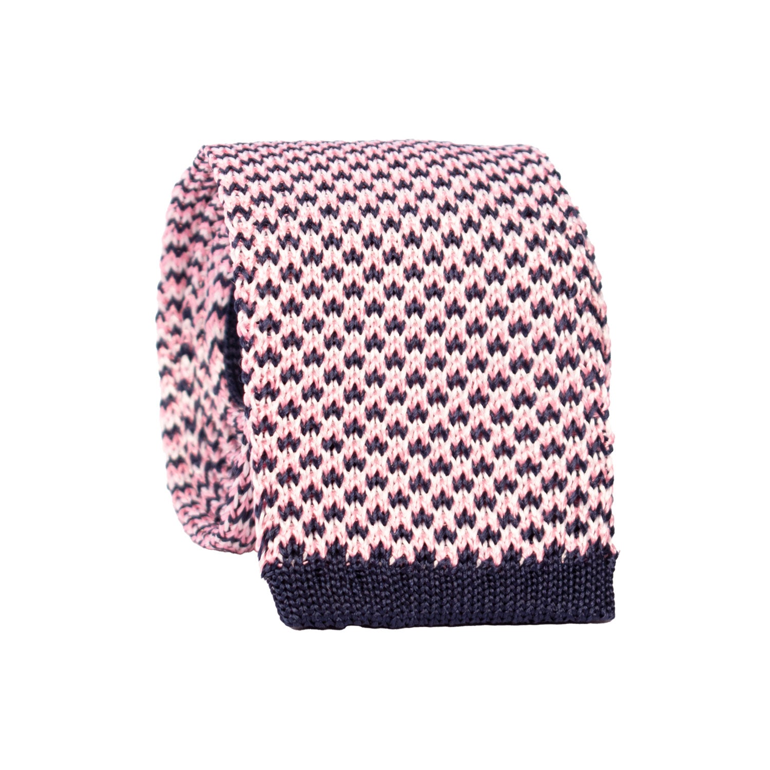 Cravatta Tricot in Maglia di Seta Blu Rosa Bianca Fantasia TRI728 Graffeo Cravatte Made in Italy Rotolo