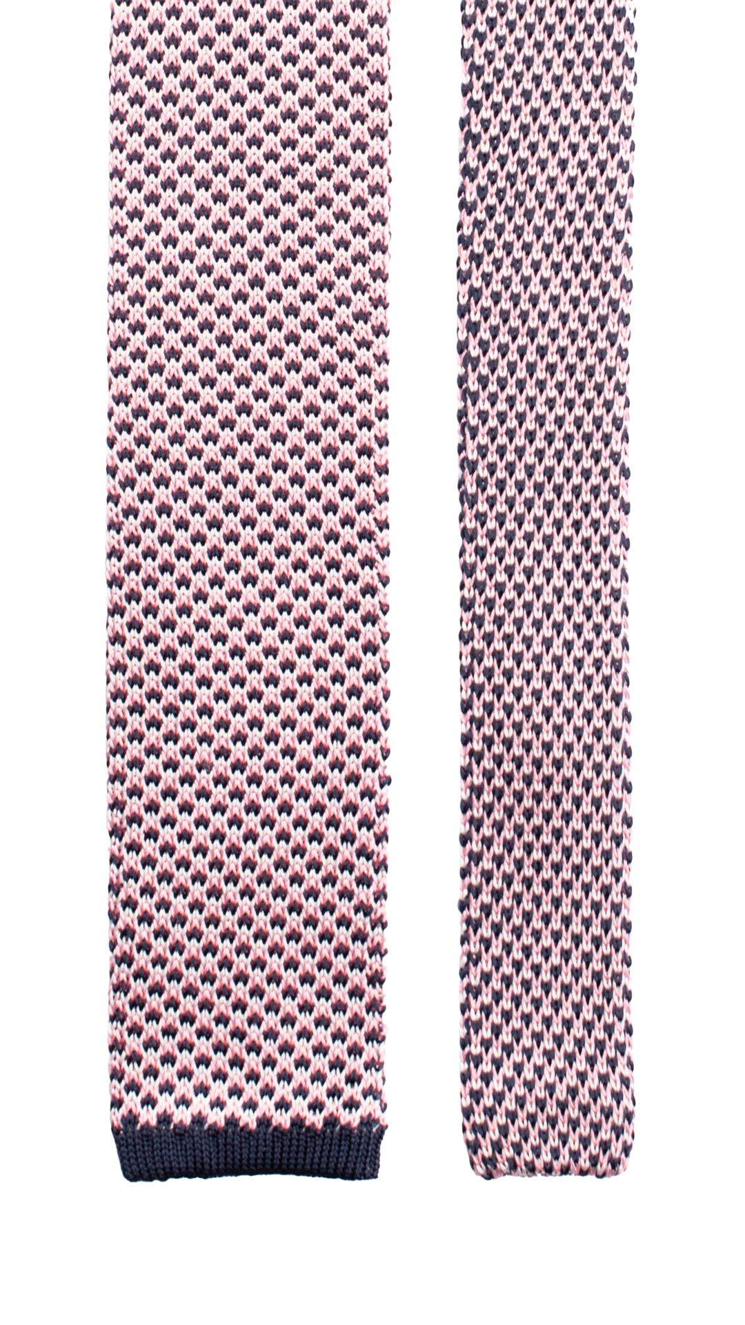 Cravatta Tricot in Maglia di Seta Blu Rosa Bianca Fantasia TRI728 Graffeo Cravatte Made in Italy Pala