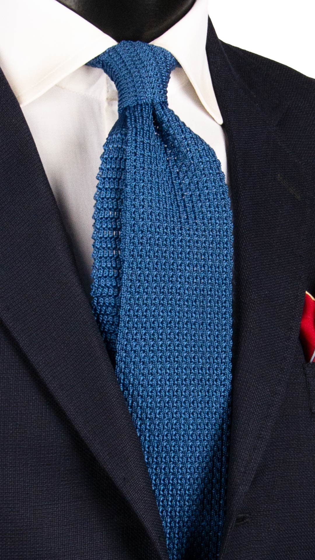 Cravatta Tricot in Maglia di Seta Blu Royal Tinta Unita TRI942 Graffeo Cravatte Made in Italy
