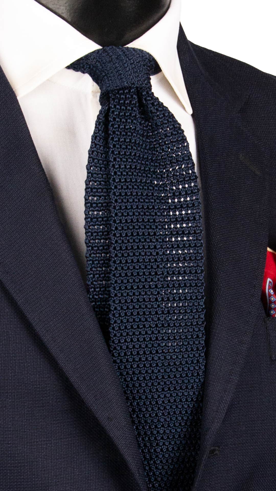 Cravatta Tricot in Maglia di Seta Blu Tinta Unita TRI788 Graffeo Cravatte Made in Italy