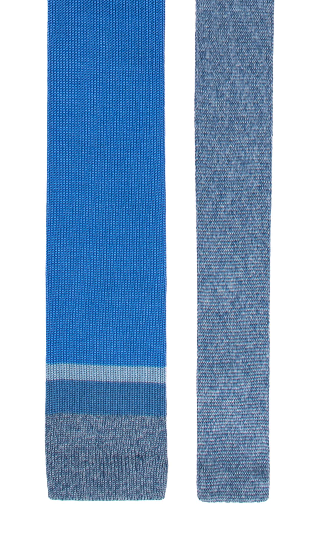 Cravatta Tricot in Maglia di Seta Bluette Azzurra Fantasia TRI676 Graffeo  Cravatte Made in Italy Pala