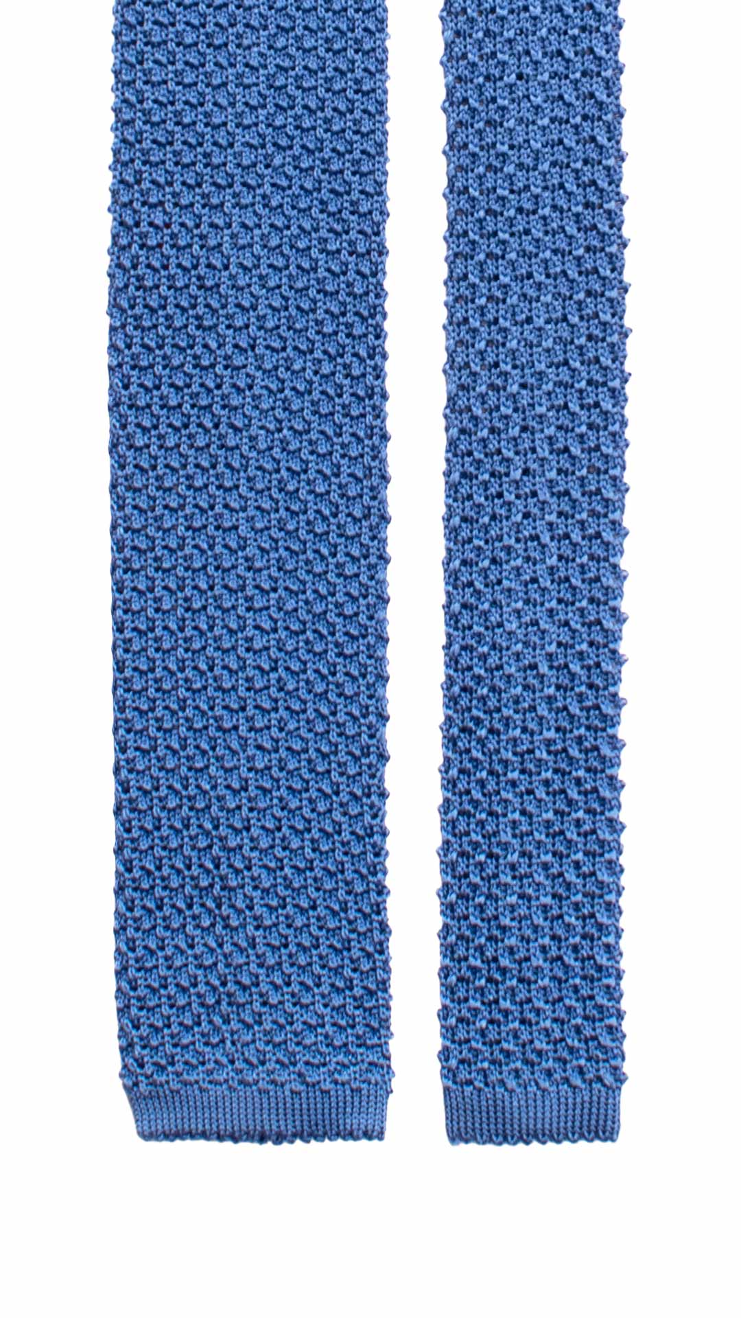 Cravatta Tricot in Maglia di Seta Bluette Chiaro Tinta Unita TRI771 Graffeo Cravatte Made in Italy Pala