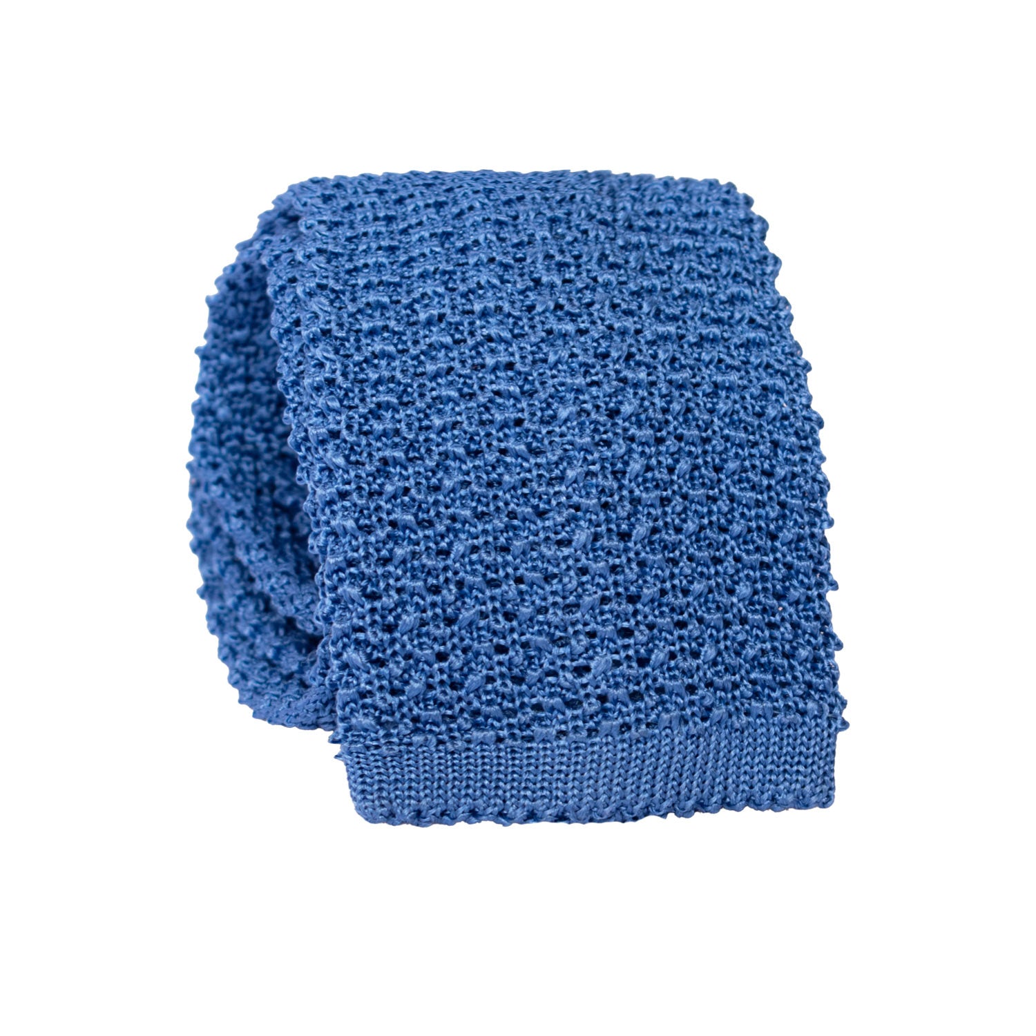 Cravatta Tricot in Maglia di Seta Bluette Chiaro Tinta Unita TRI771 Graffeo Cravatte Made in Italy Rotolo