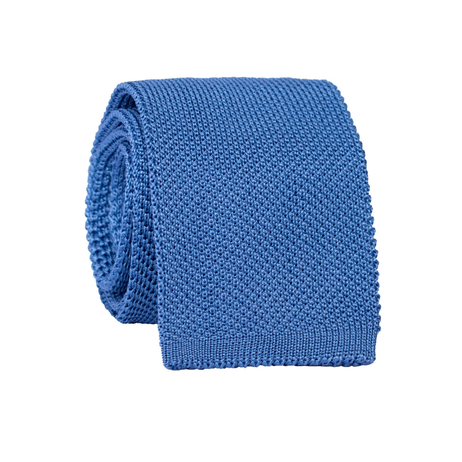 Cravatta Tricot in Maglia di Seta Bluette Chiaro Tinta Unita TRI773 Graffeo Cravatte Made in Italy Rotolo