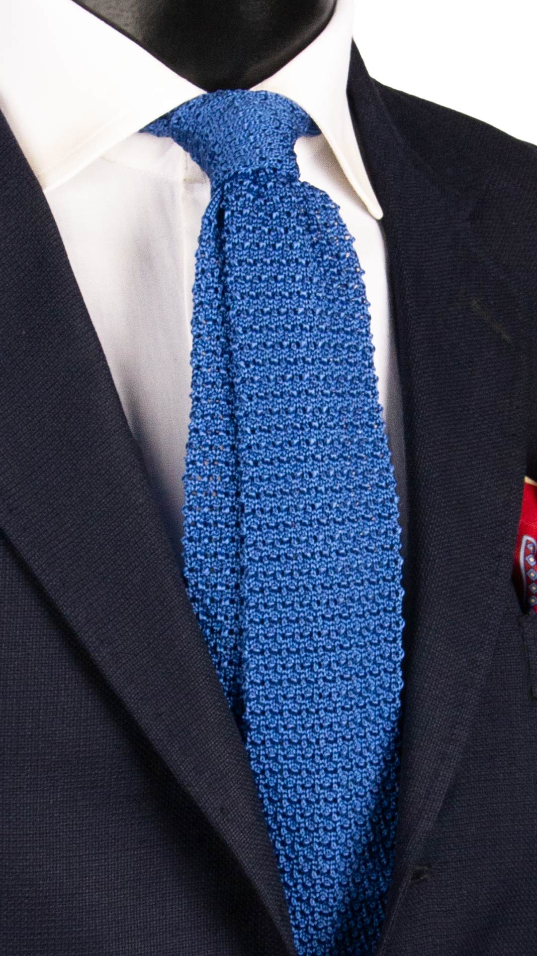Cravatta Tricot in Maglia di Seta Bluette Chiaro Tinta Unita TRI771 Graffeo Cravatte Made in Italy