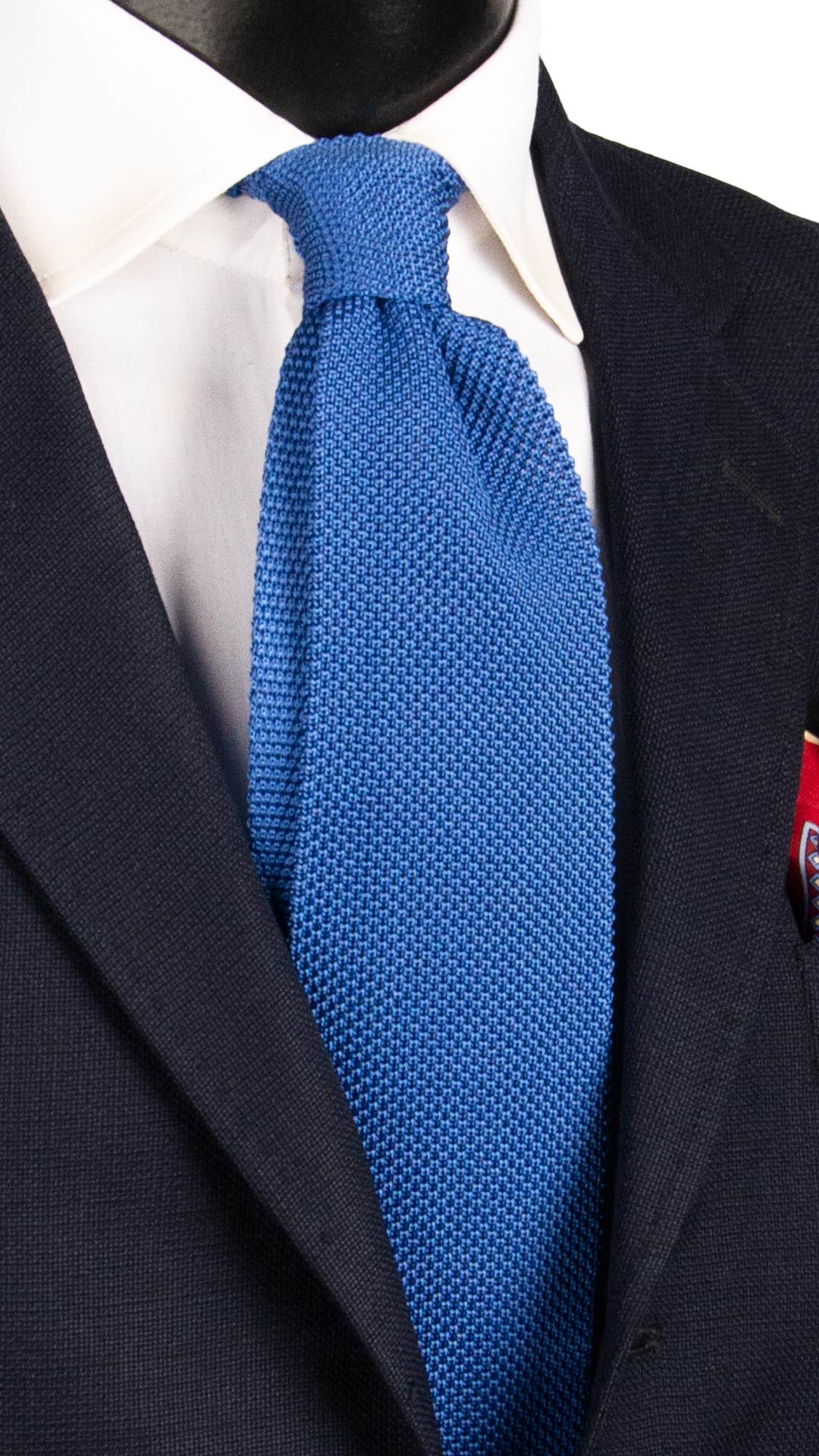 Cravatta Tricot in Maglia di Seta Bluette Chiaro Tinta Unita TRI773 Graffeo Cravatte Made in Italy