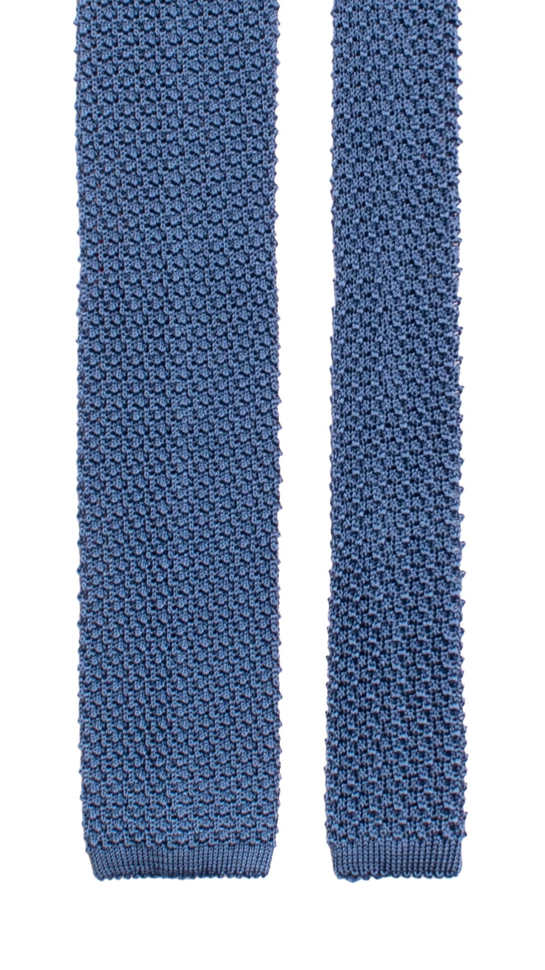 Cravatta Tricot in Maglia di Seta Bluette Tinta Unita TRI720 Graffeo Cravatte Made in Italy Pala