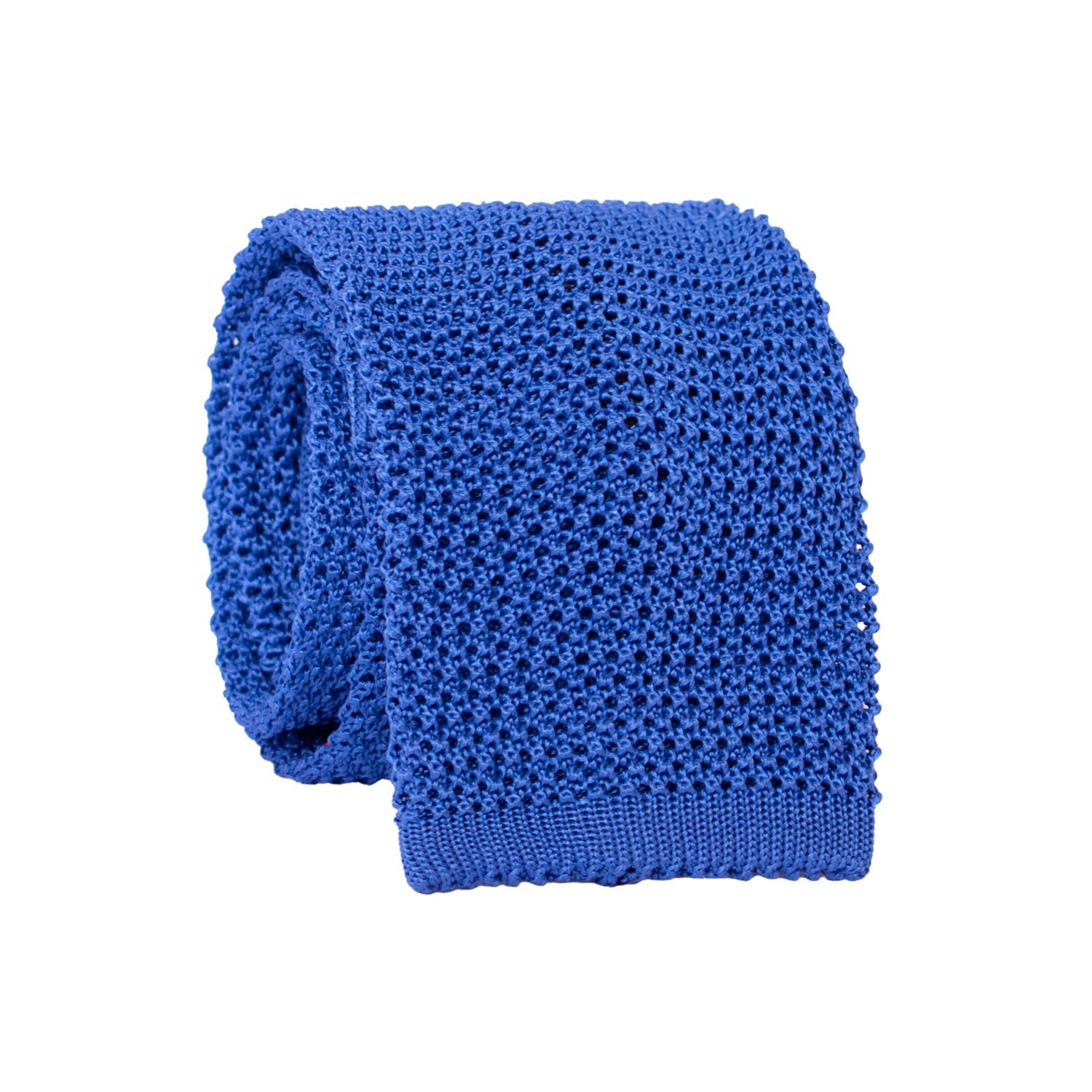 Cravatta Tricot in Maglia di Seta Bluette Tinta Unita TRI898 Graffeo Cravatte Made in Italy Rotolo