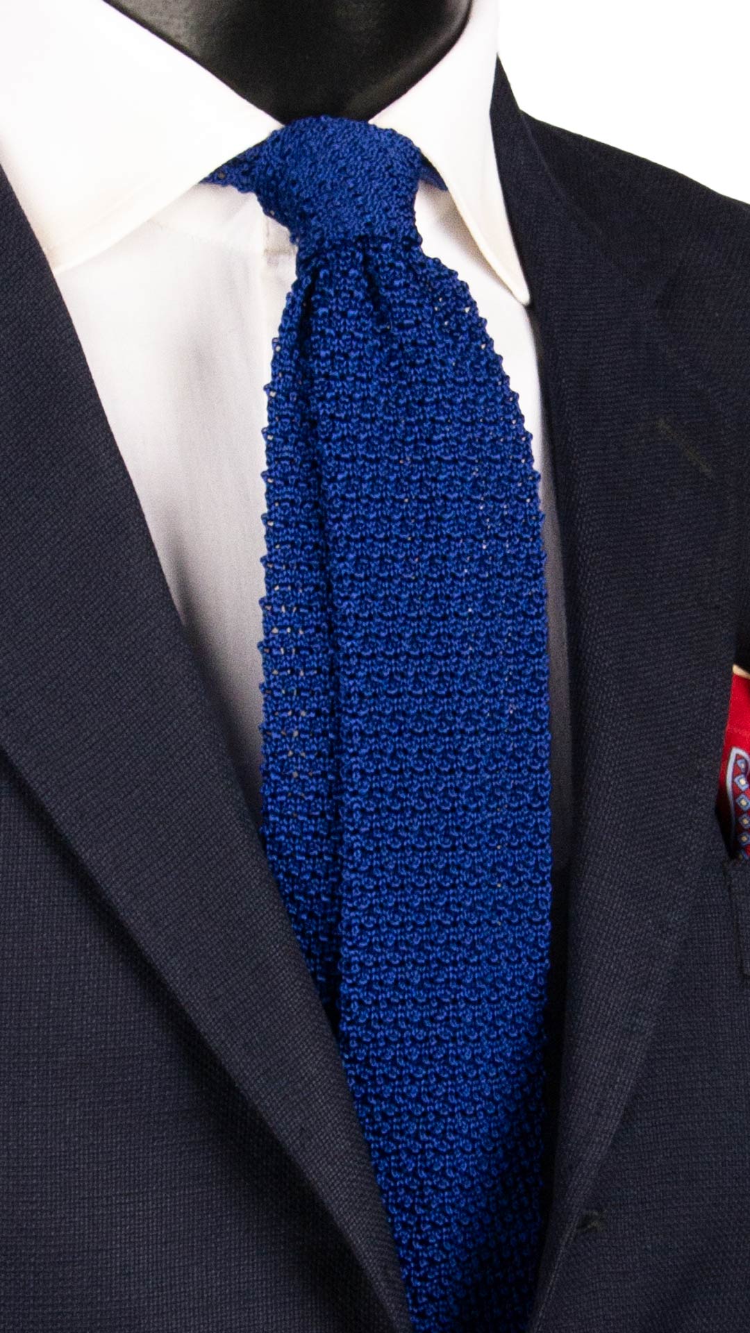 Cravatta Tricot in Maglia di Seta Bluette Tinta Unita TRI766 Graffeo Cravatte Made in Italy