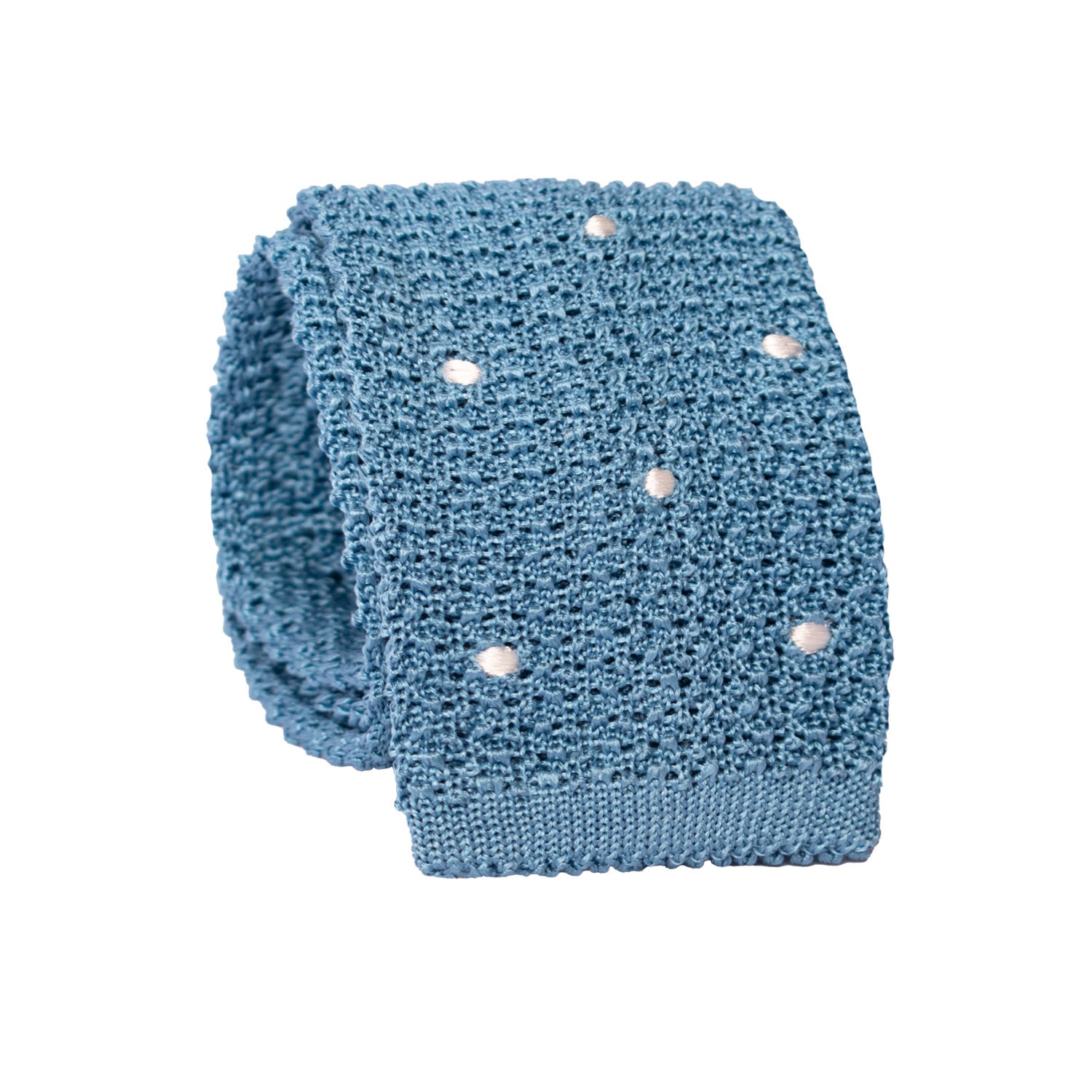 Cravatta Tricot in Maglia di Seta Carta da Zucchero a Pois Bianchi TRI774 Graffeo Cravatte Made in Italy Rotolo