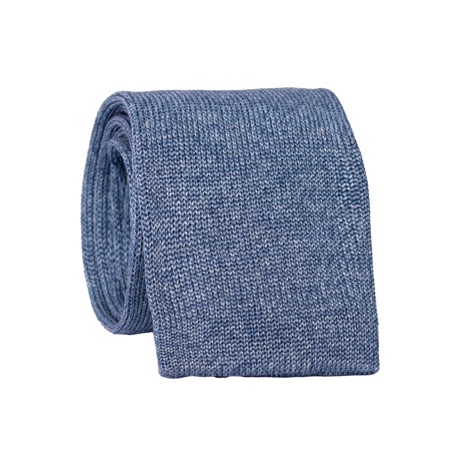 Cravatta Tricot in Maglia di Seta Color Jeans Tinta Unita TRI743 Graffeo Cravatte Made in Italy Rotolo