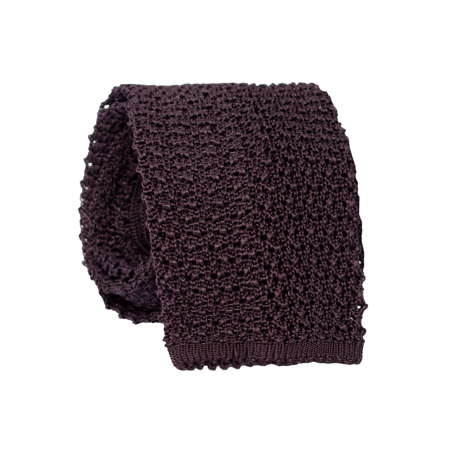 Cravatta Tricot in Maglia di Seta Color Melanzana Tinta Unita TRI790 Graffeo Cravatte Made in Italy Rotolo