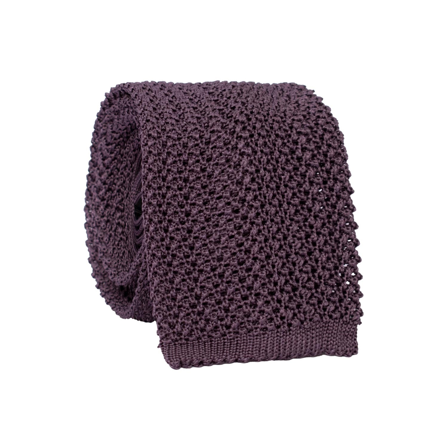 Cravatta Tricot in Maglia di Seta Color Melanzana Tinta Unita TRI904 Graffeo Cravatte Made in Italy Rotolo