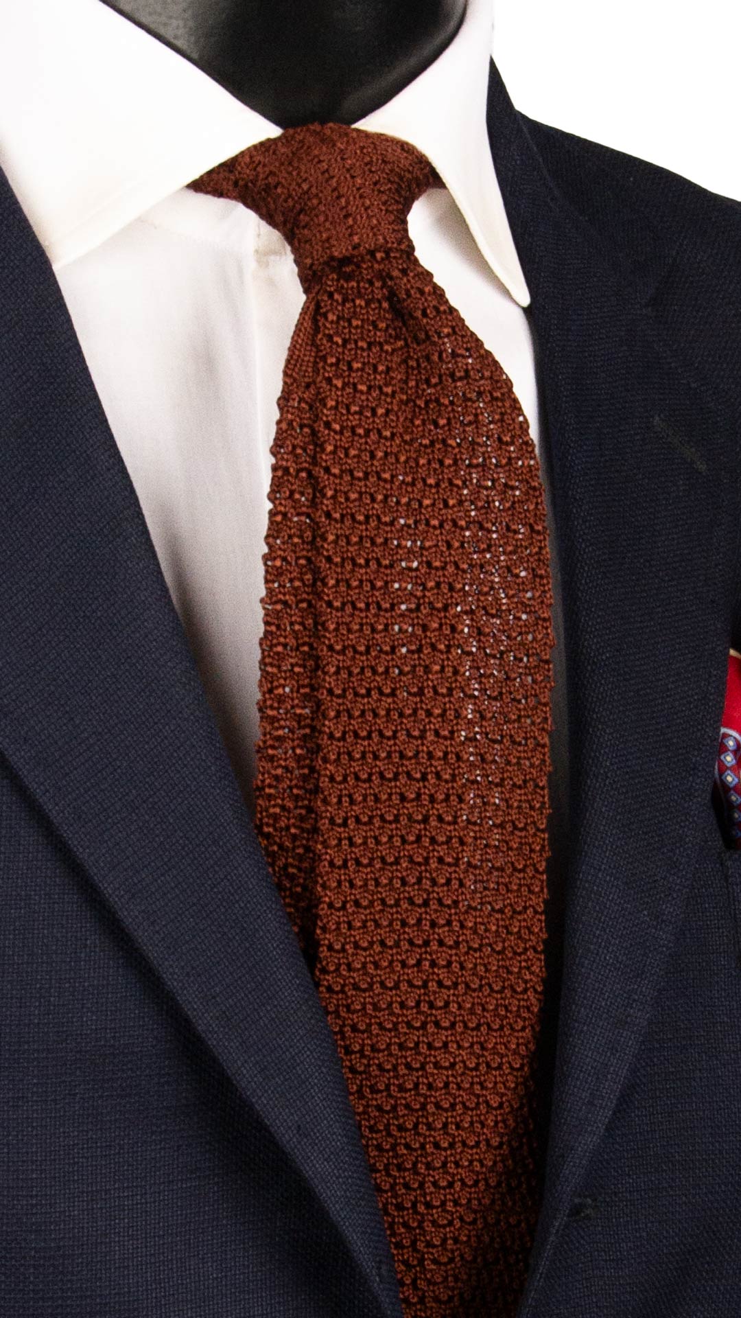 Cravatta Tricot in Maglia di Seta Color Mogano Tinta Unita TRI732 Graffeo Cravatte Made in Italy