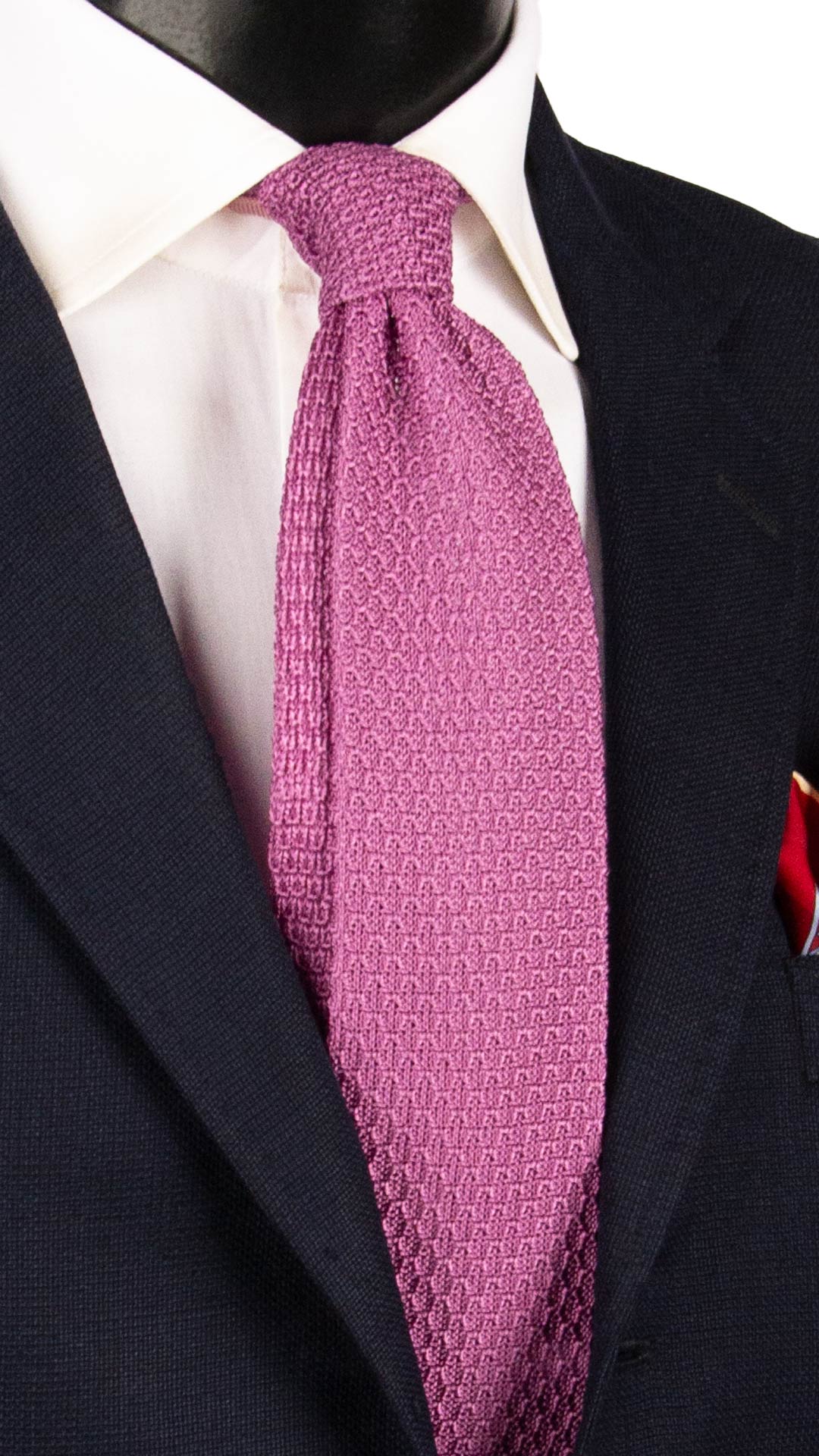 Cravatta Tricot in Maglia di Seta Color Orchidea Fantasia Tono su Tono TRI893 Graffeo Cravatte Made in Italy