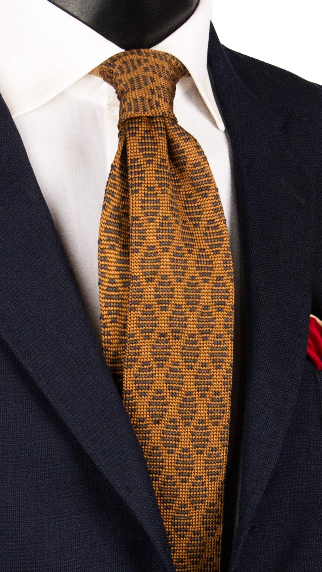 Cravatta Tricot in Maglia di Seta Color Tabacco Fantasia Marrone TRI685 Graffeo Cravatte Made in Italy