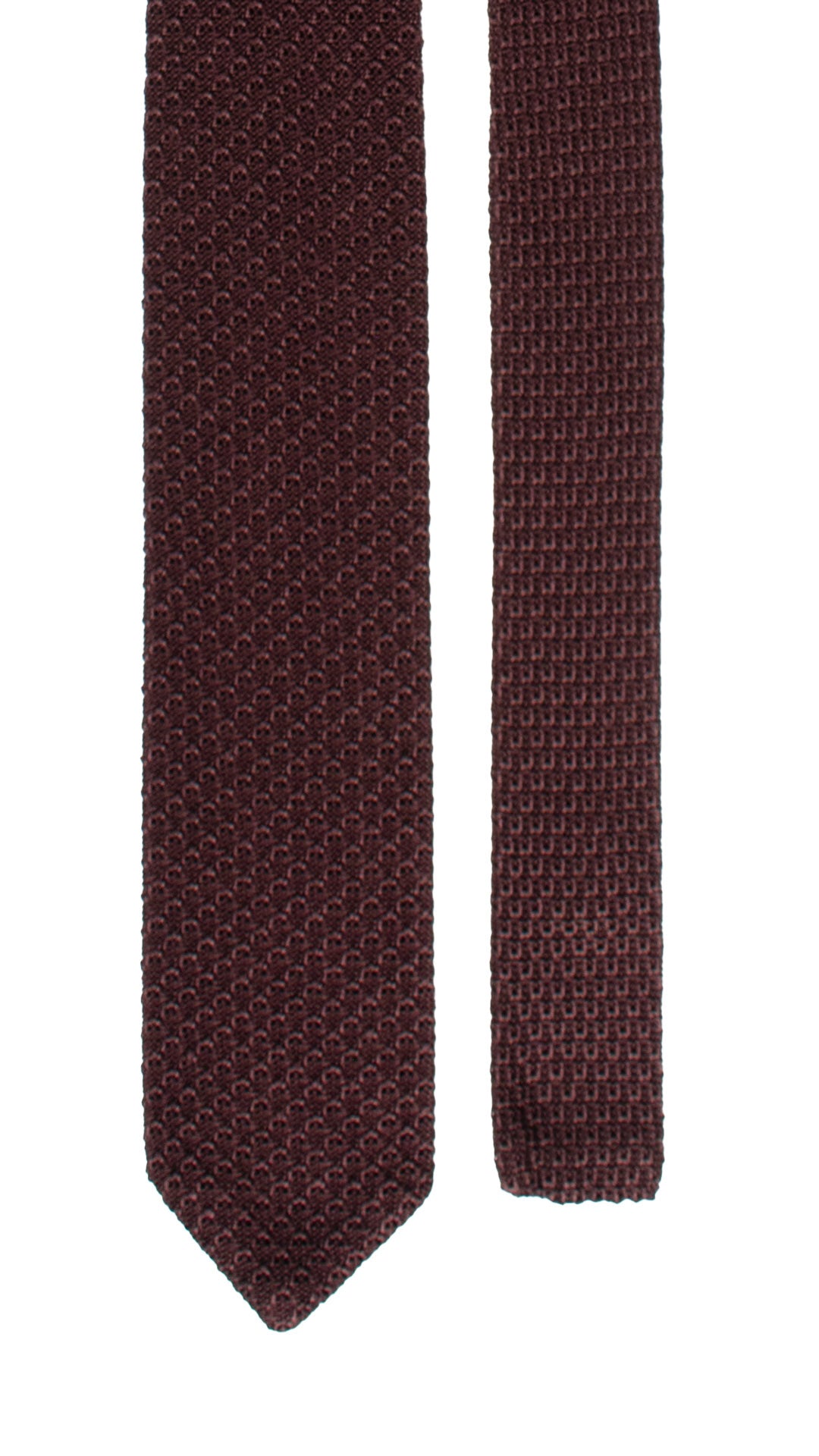 Cravatta Tricot in Maglia di Seta Color Vinaccia Fantasia Tono su Tono TRI810 Graffeo Cravatte Made in Italy Pala