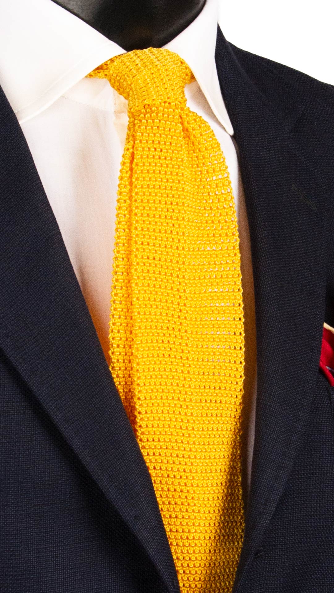 Cravatta Tricot in Maglia di Seta Gialla Tinta Unita TRI636 Graffeo Cravatte Made in Italy